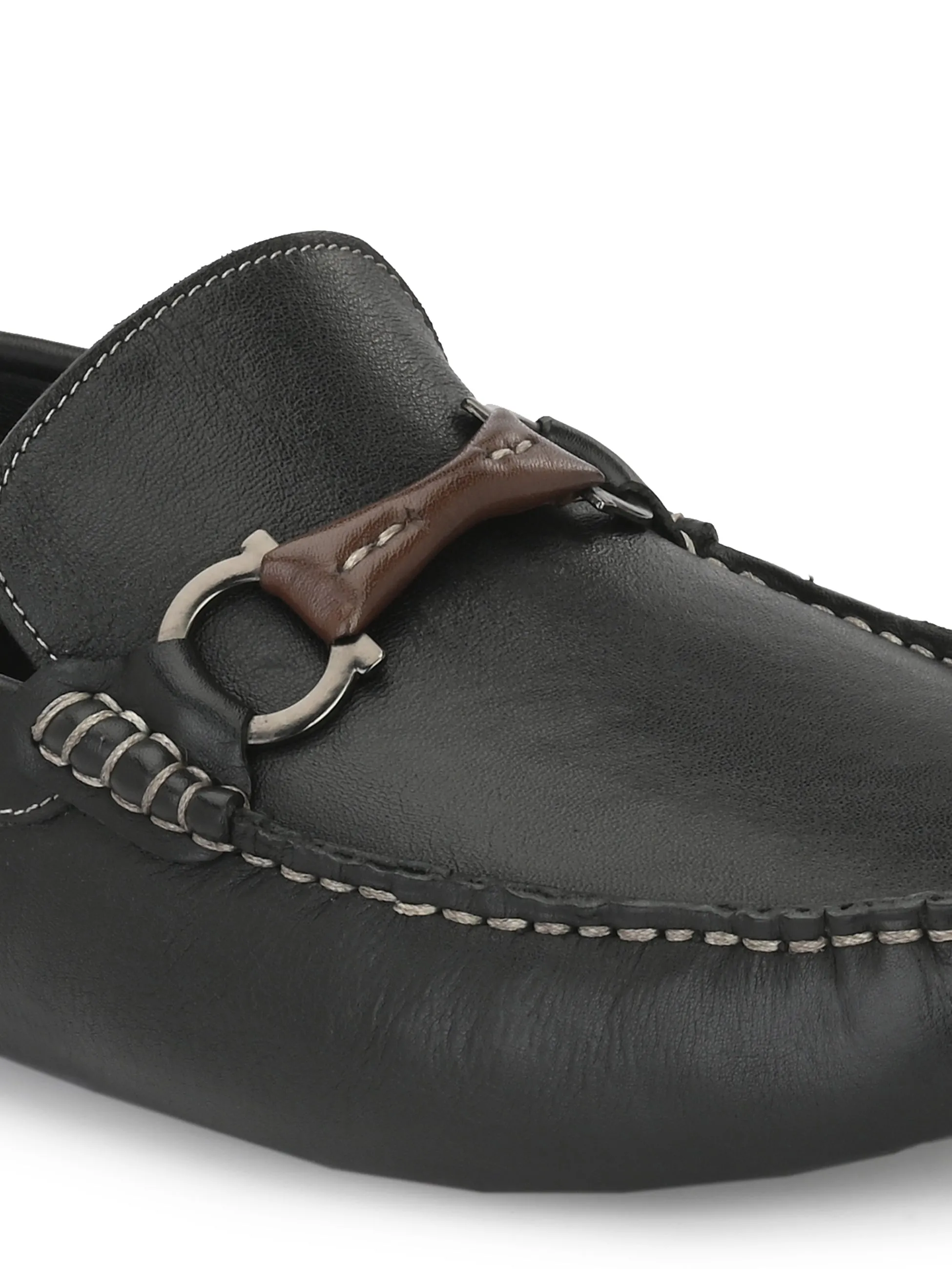 Mocassins Hitz à enfiler en cuir noir pour hommes