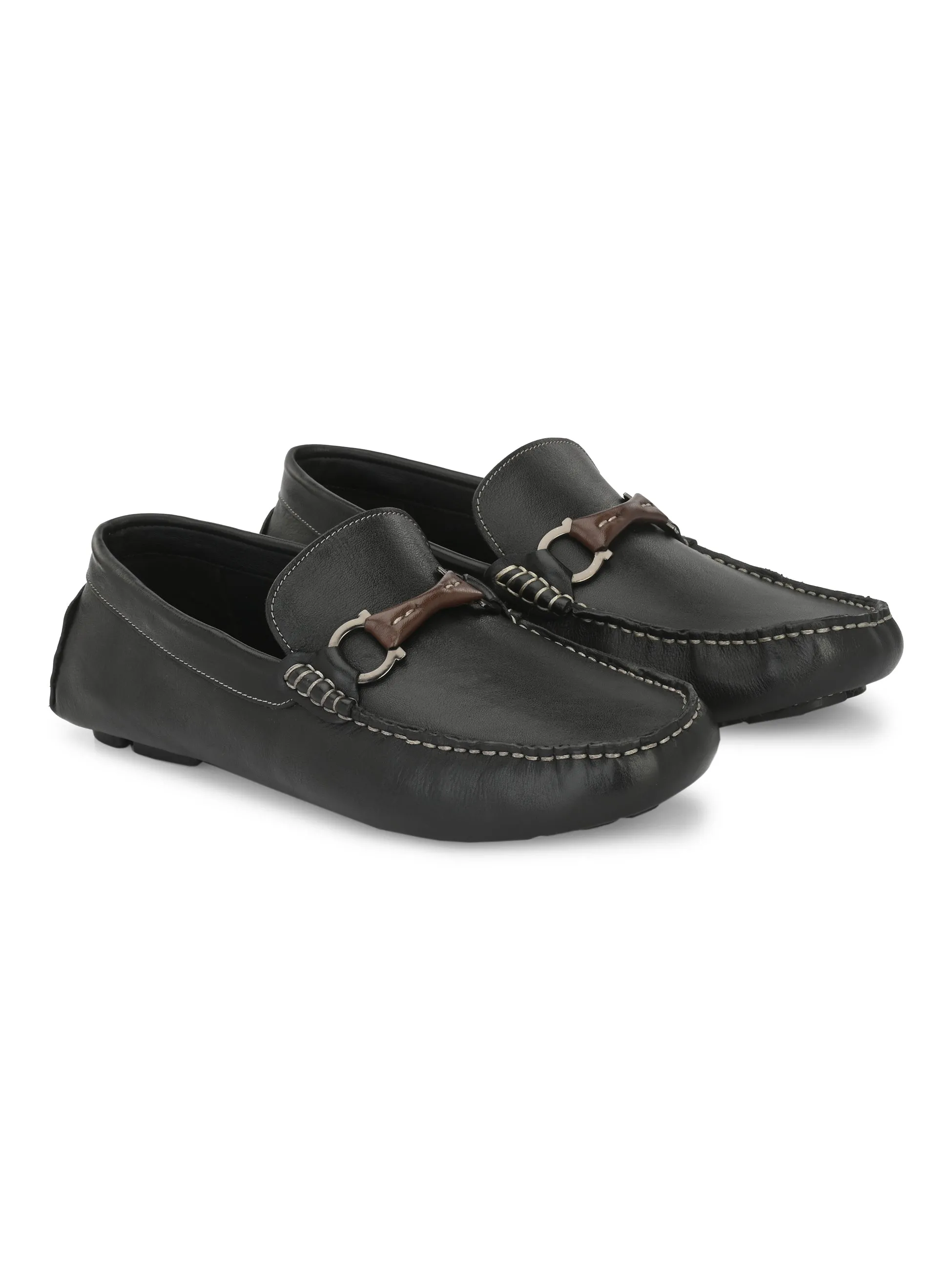 Mocassins Hitz à enfiler en cuir noir pour hommes