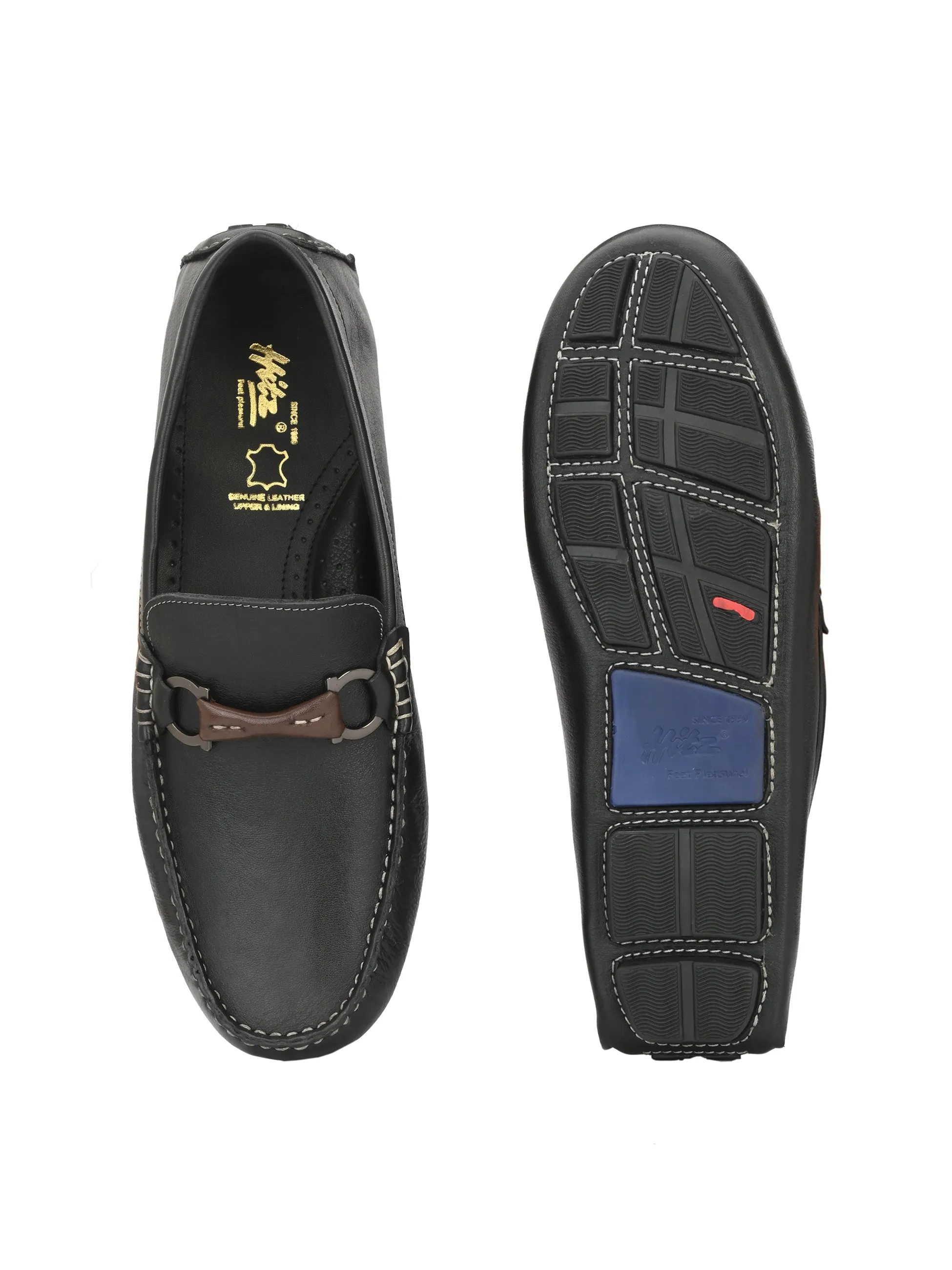 Mocassins Hitz à enfiler en cuir noir pour hommes