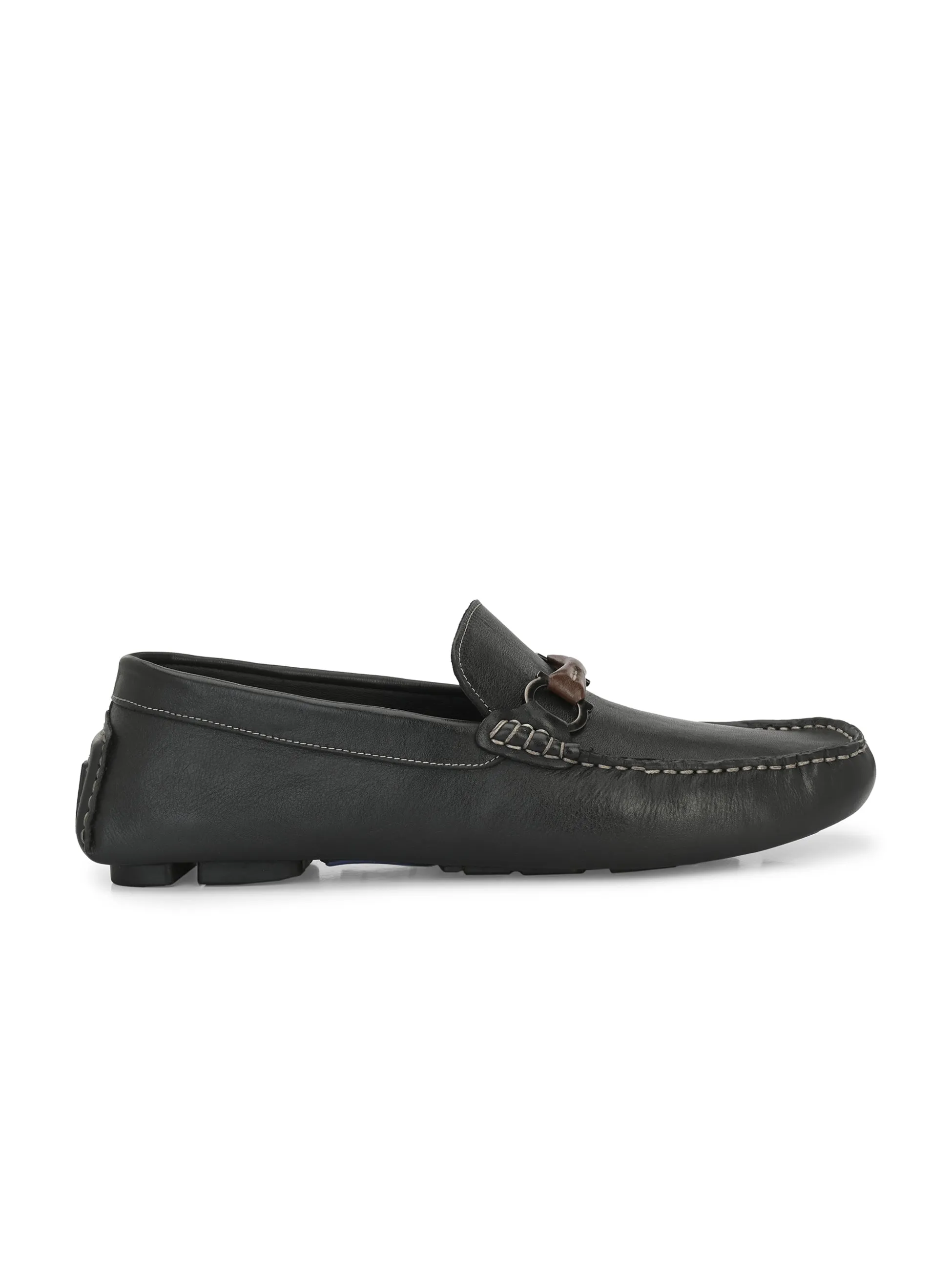 Mocassins Hitz à enfiler en cuir noir pour hommes
