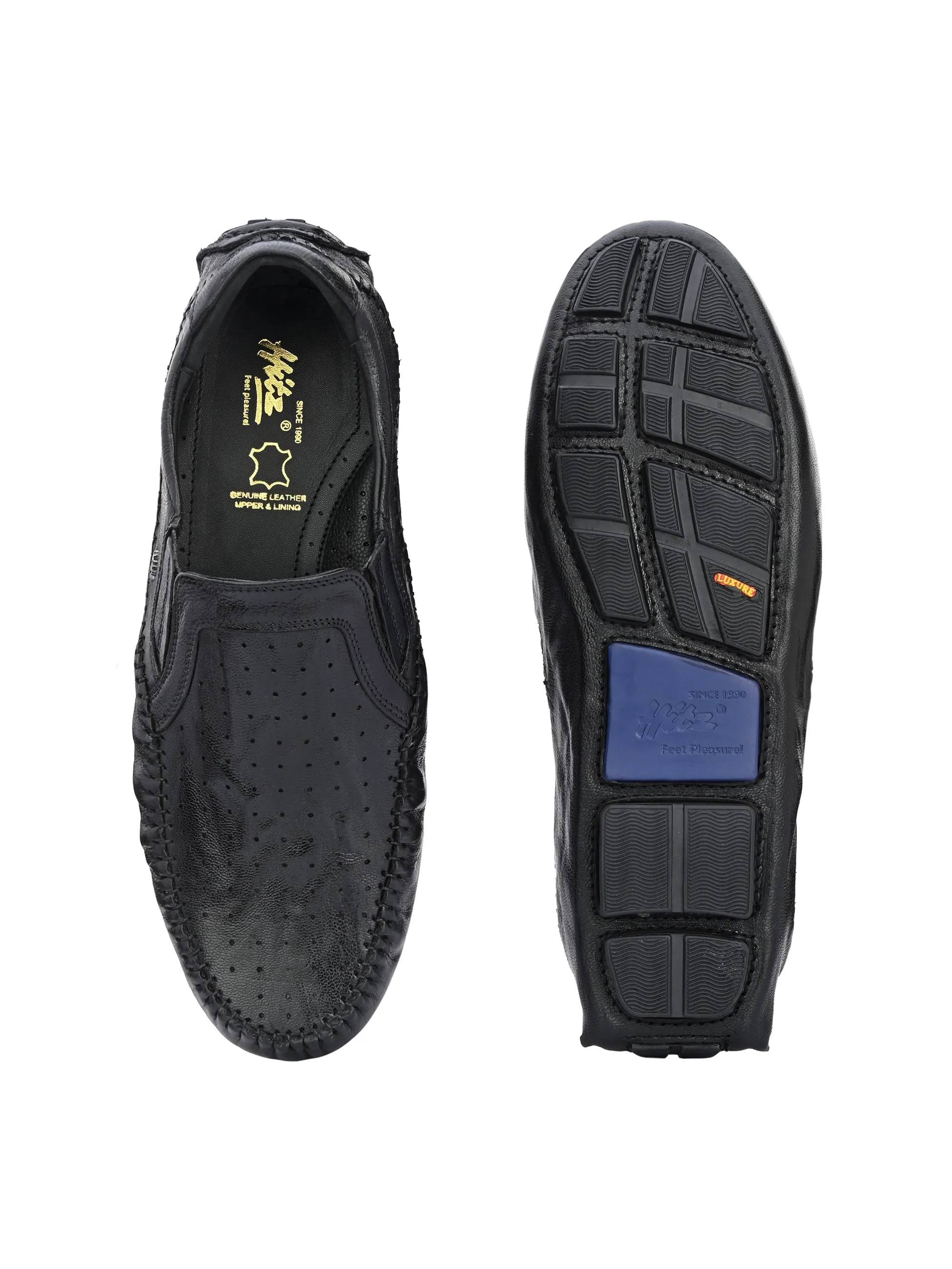 Mocassins Hitz Homme en Cuir Noir à Enfiler