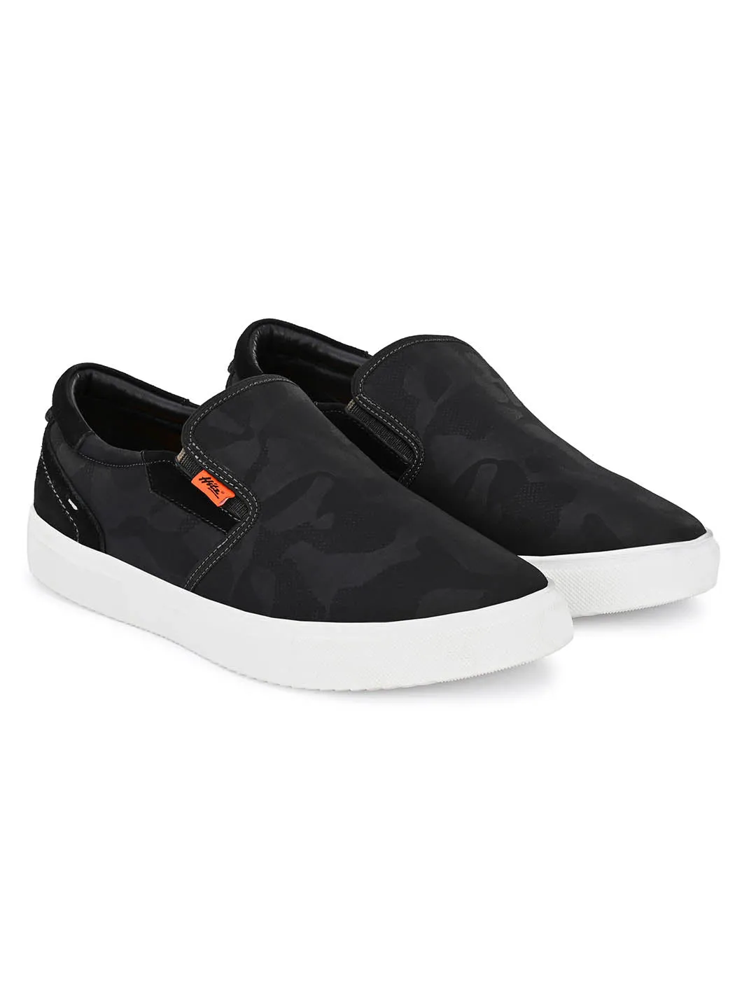 Chaussures de sport décontractées à enfiler Hitz pour hommes en noir