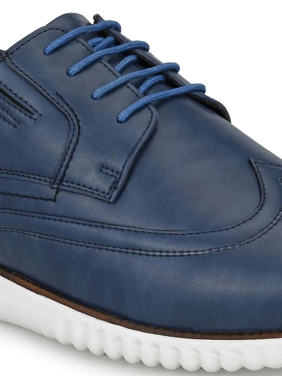 Chaussures décontractées à lacets synthétiques bleues pour hommes Hitz