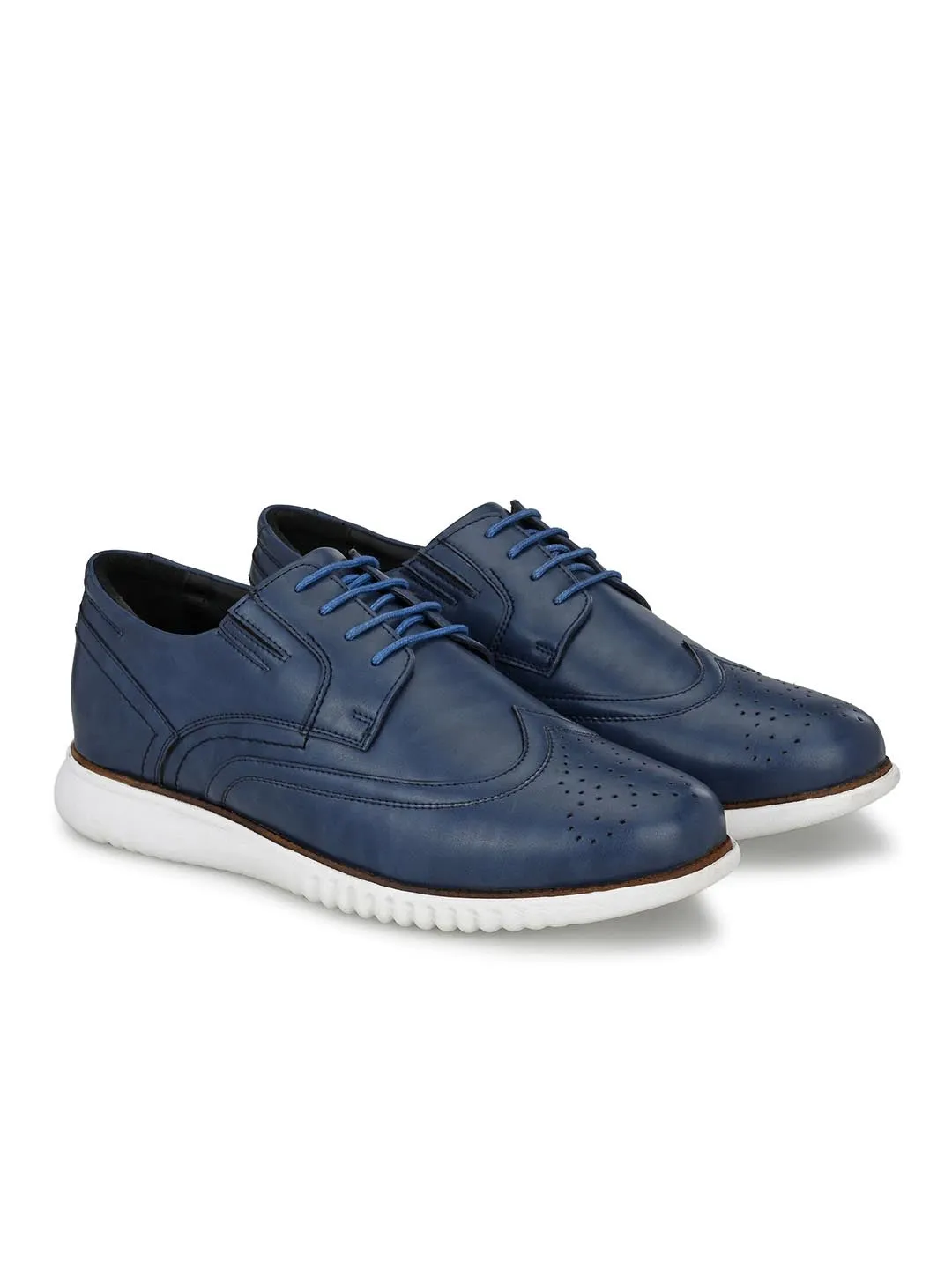 Chaussures décontractées à lacets synthétiques bleues pour hommes Hitz