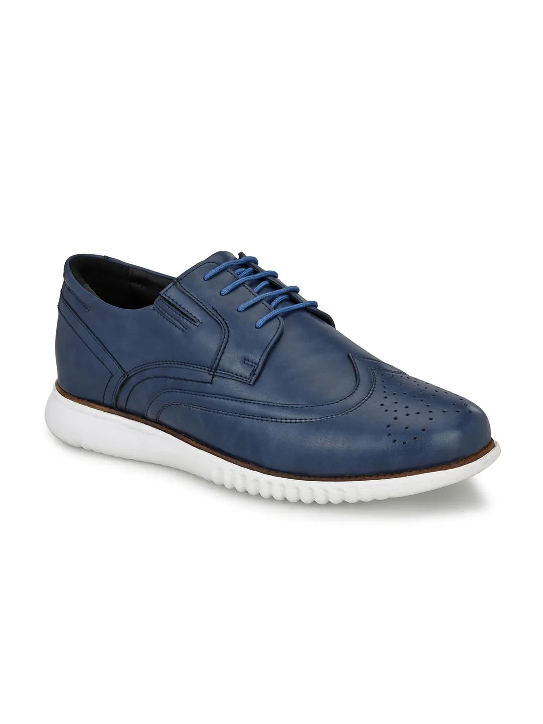 Chaussures décontractées à lacets synthétiques bleues pour hommes Hitz