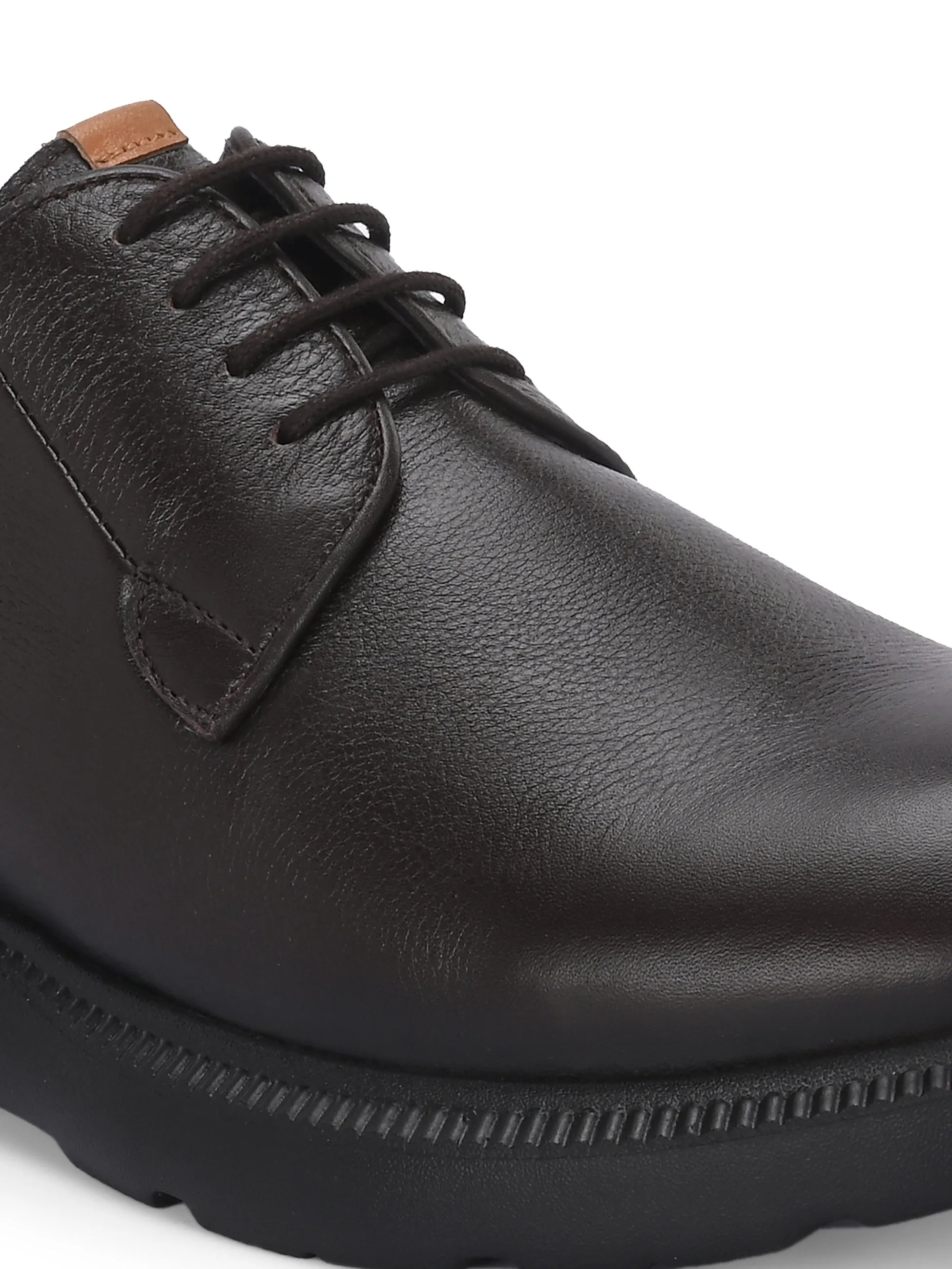 Chaussures décontractées à lacets en cuir marron pour hommes HITZ