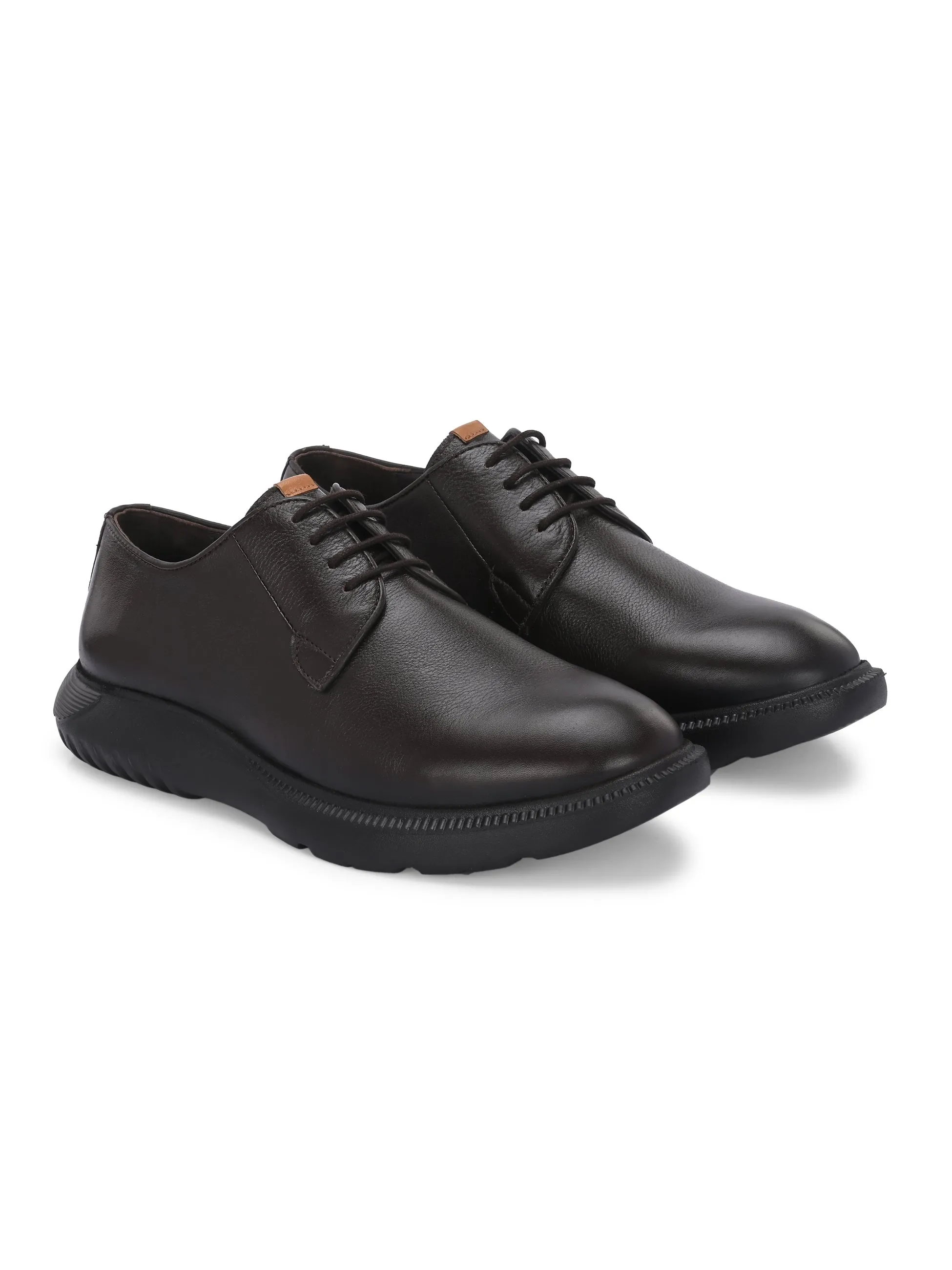 Chaussures décontractées à lacets en cuir marron pour hommes HITZ