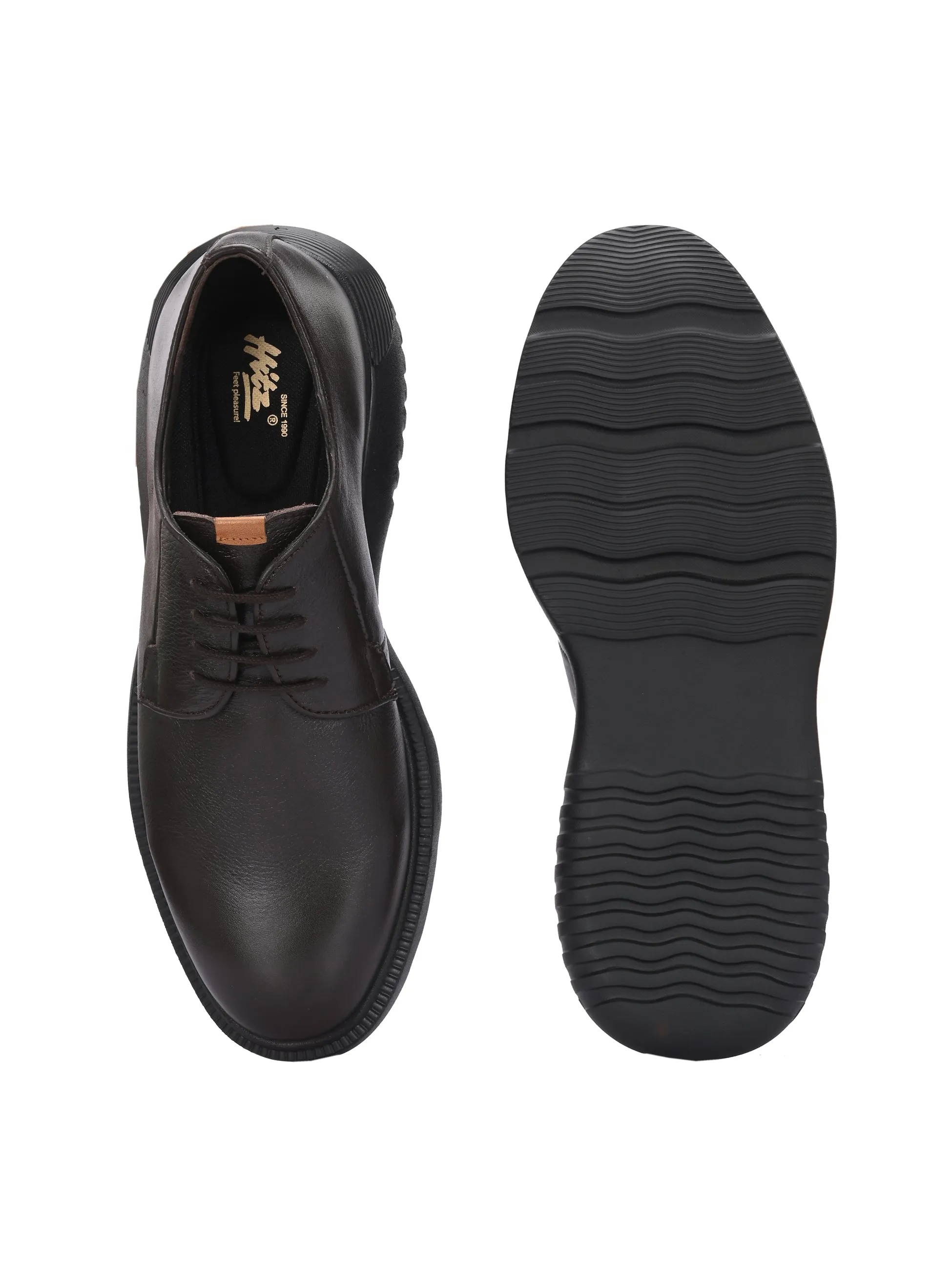 Chaussures décontractées à lacets en cuir marron pour hommes HITZ