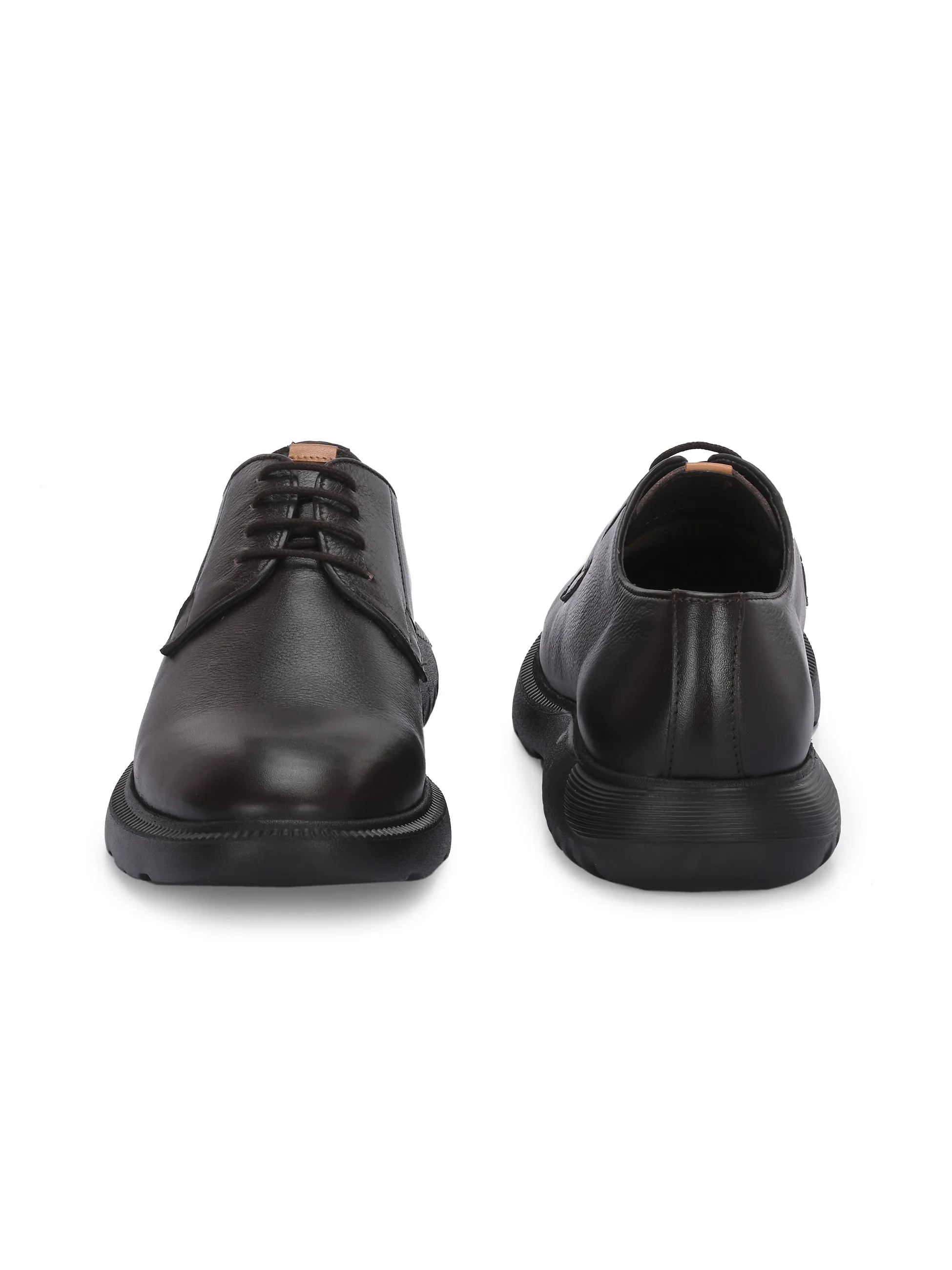 Chaussures décontractées à lacets en cuir marron pour hommes HITZ
