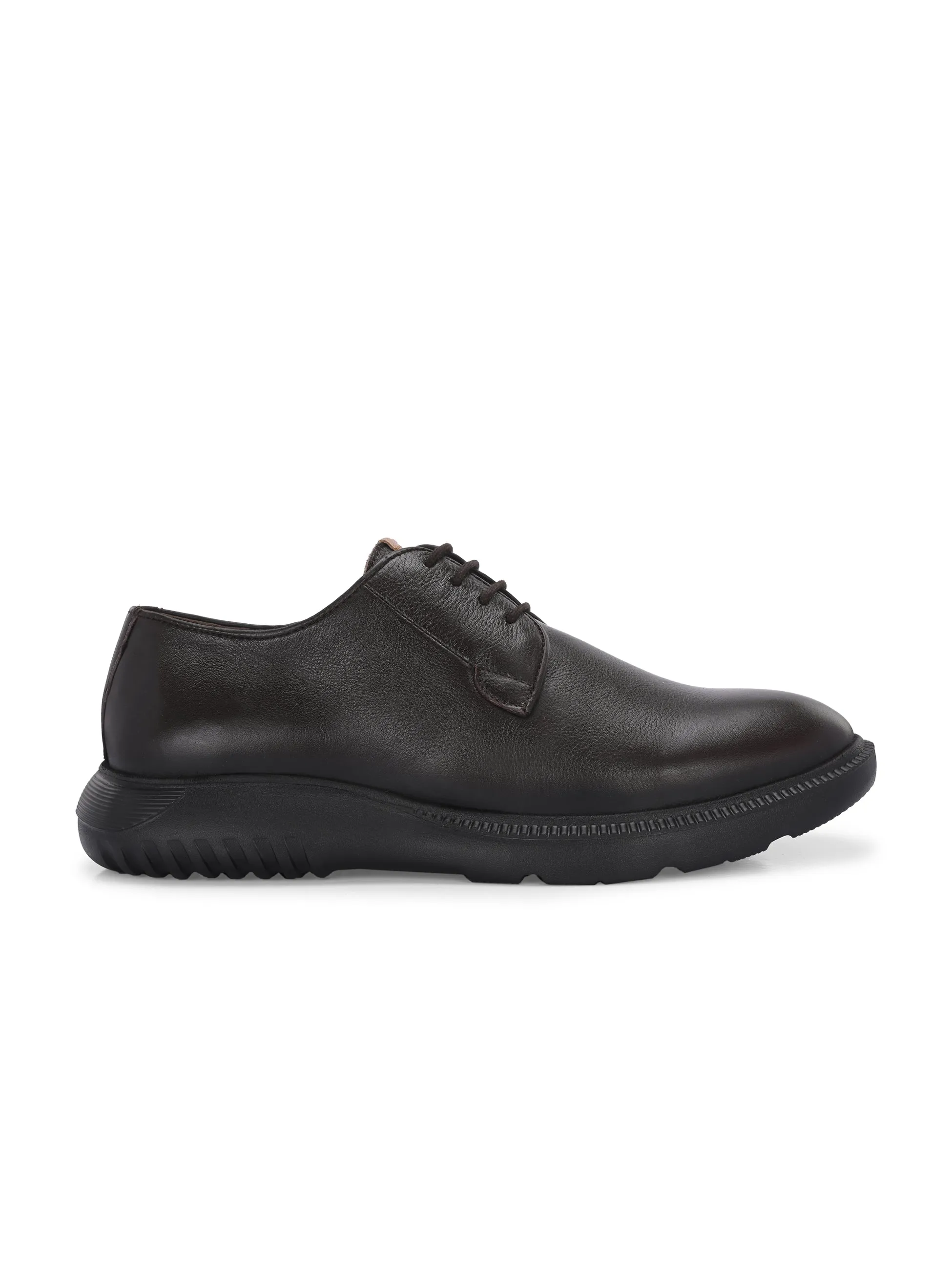 Chaussures décontractées à lacets en cuir marron pour hommes HITZ