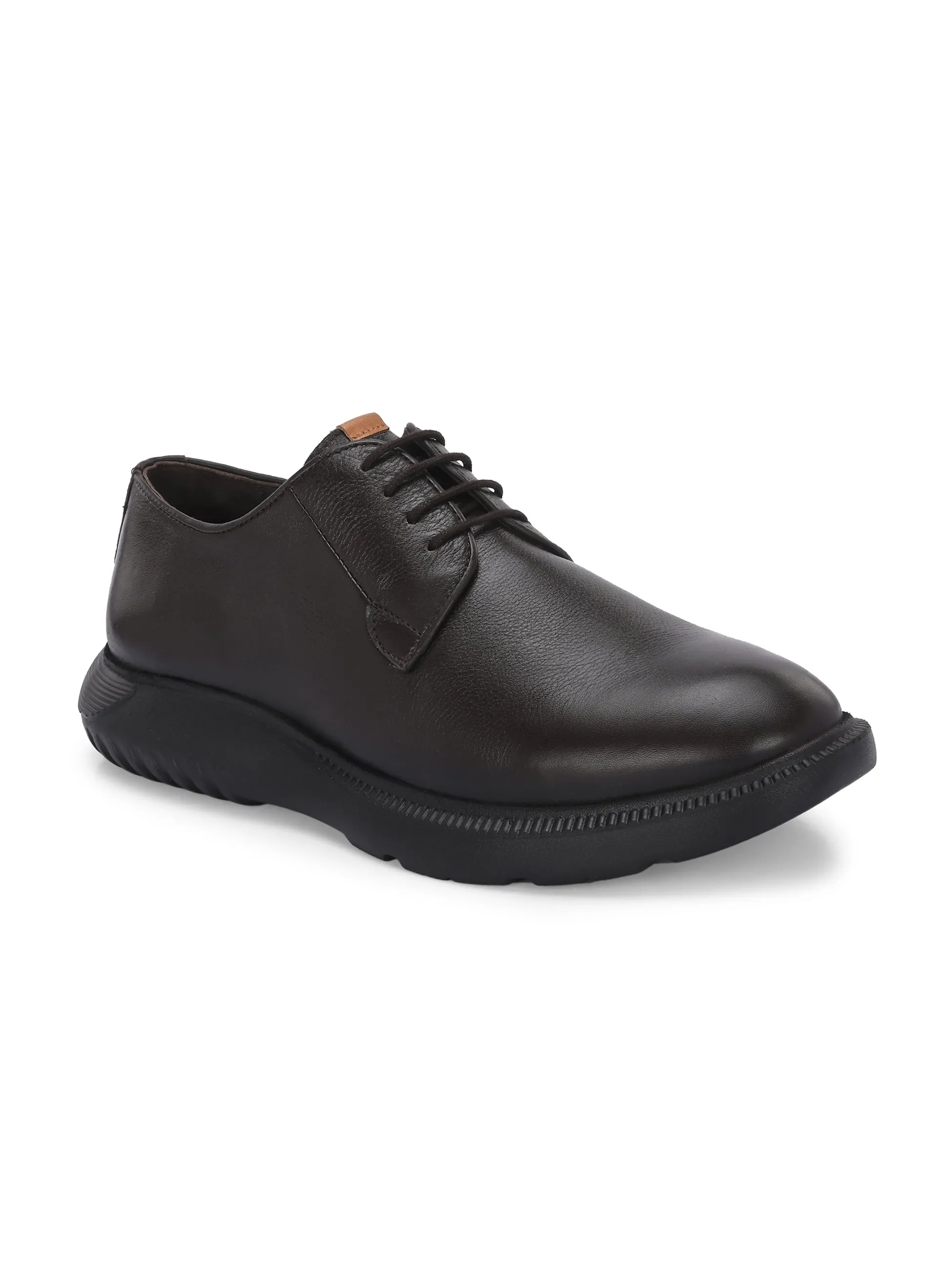 Chaussures décontractées à lacets en cuir marron pour hommes HITZ