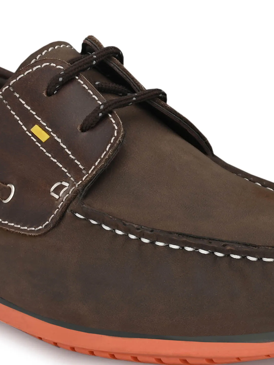 Chaussures bateau en cuir marron pour hommes à lacets Hitz