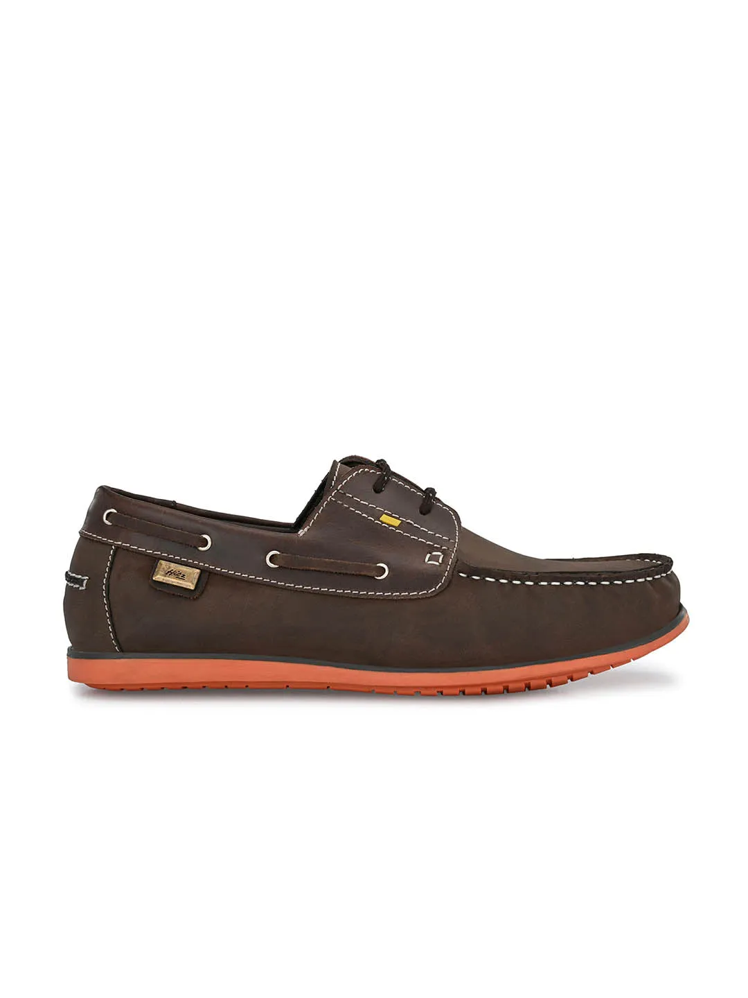 Chaussures bateau en cuir marron pour hommes à lacets Hitz