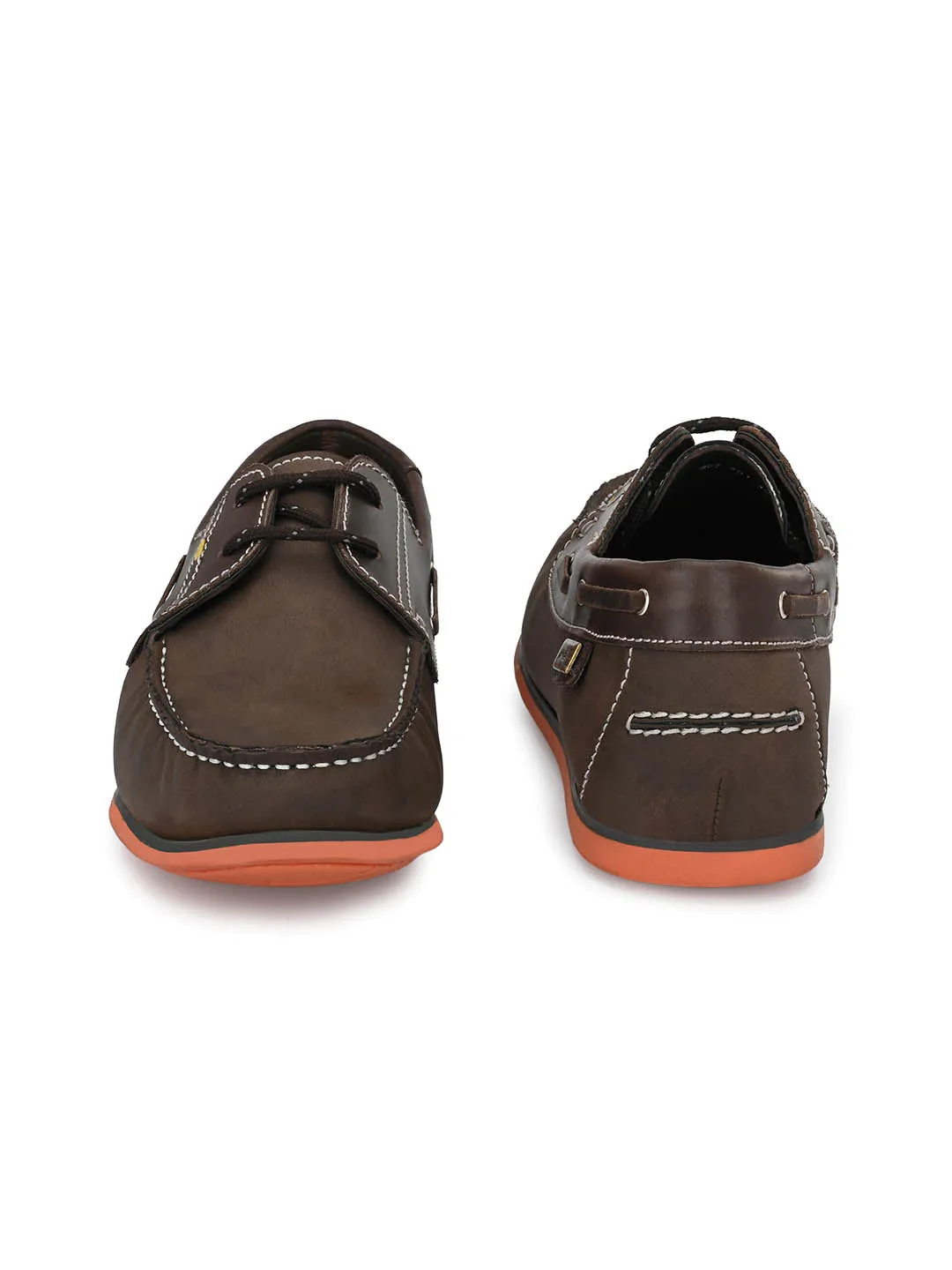 Chaussures bateau en cuir marron pour hommes à lacets Hitz