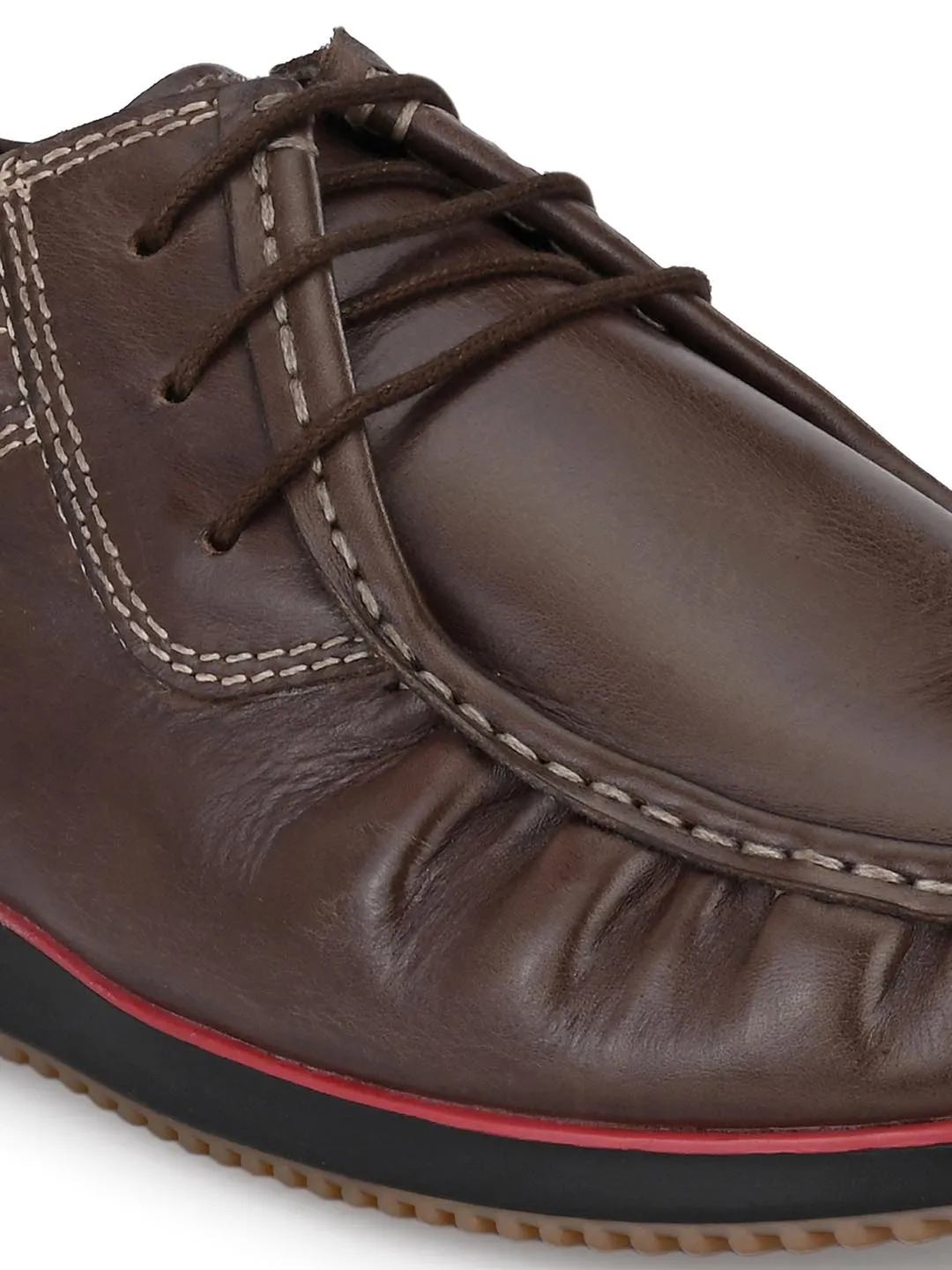 Chaussures décontractées à lacets en cuir marron pour hommes Hitz