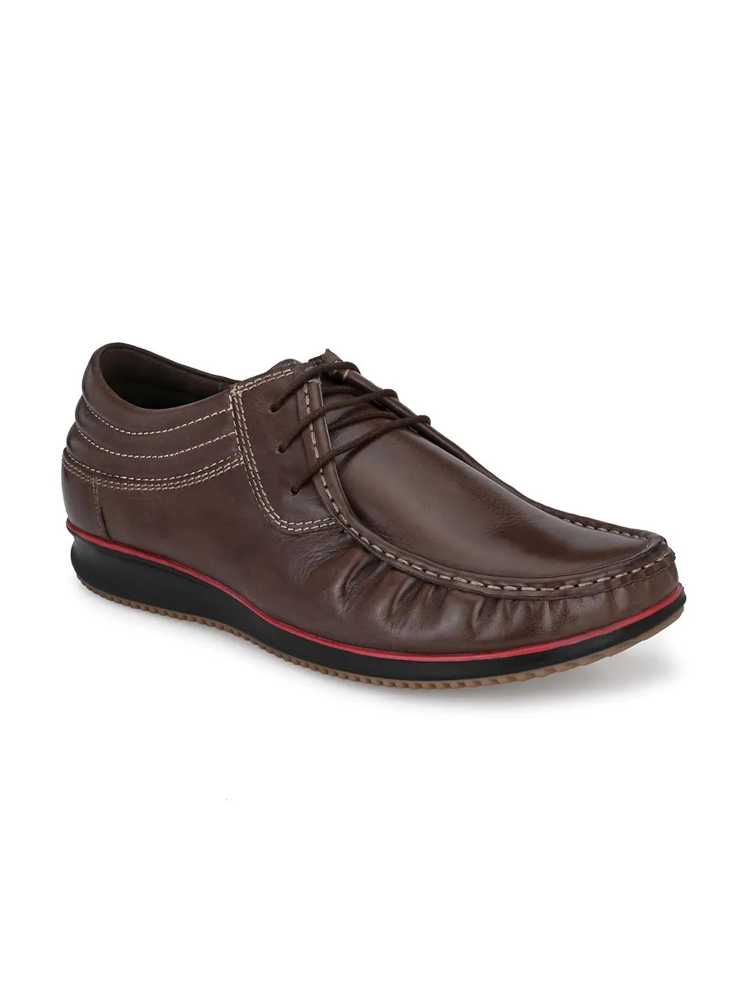 Chaussures décontractées à lacets en cuir marron pour hommes Hitz