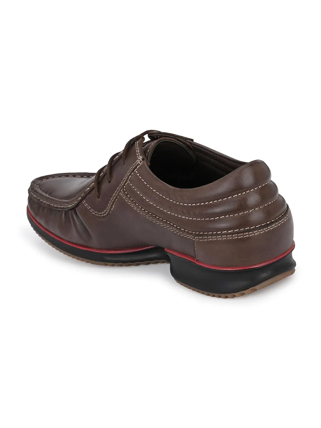 Chaussures décontractées à lacets en cuir marron pour hommes Hitz