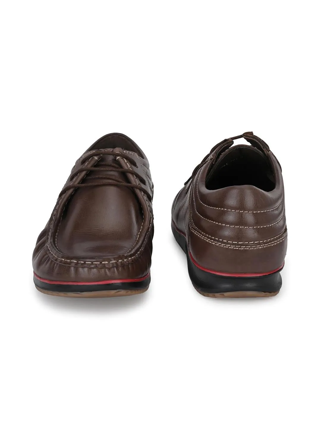 Chaussures décontractées à lacets en cuir marron pour hommes Hitz