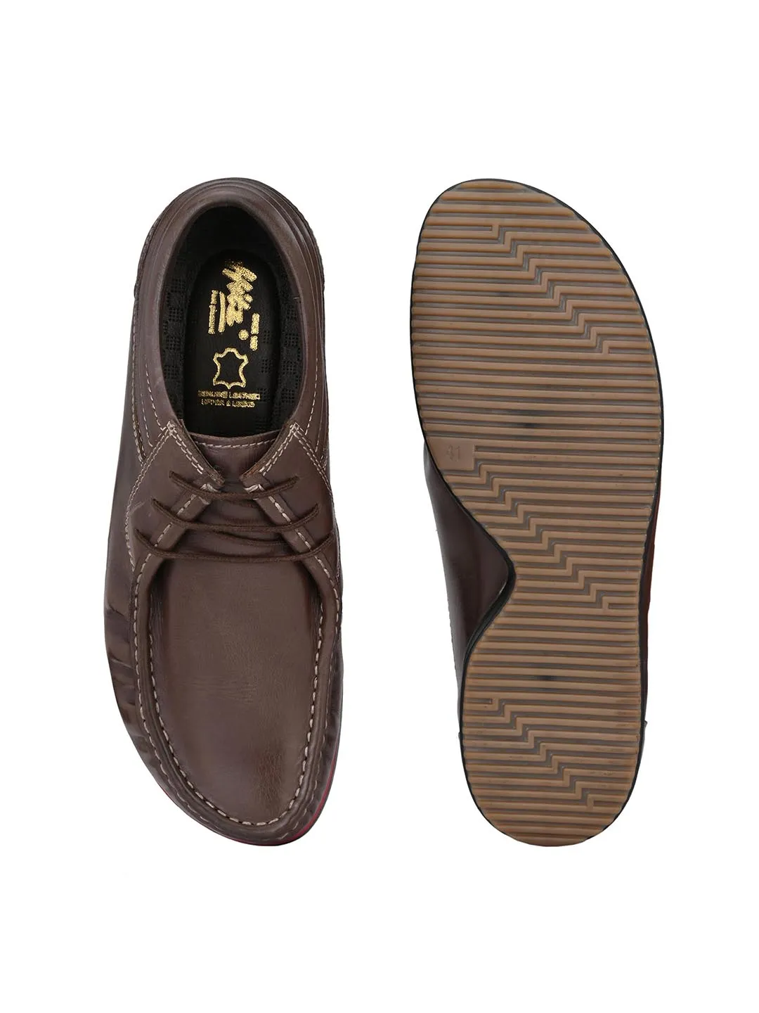 Chaussures décontractées à lacets en cuir marron pour hommes Hitz