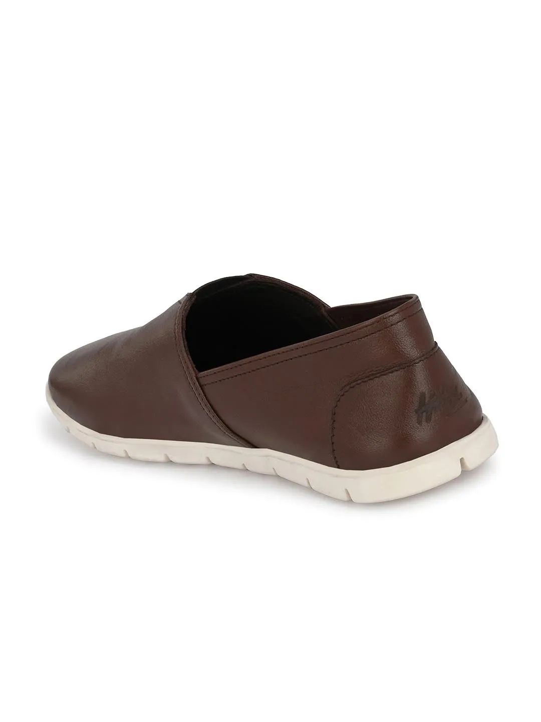 Chaussures décontractées à enfiler en cuir marron pour hommes Hitz