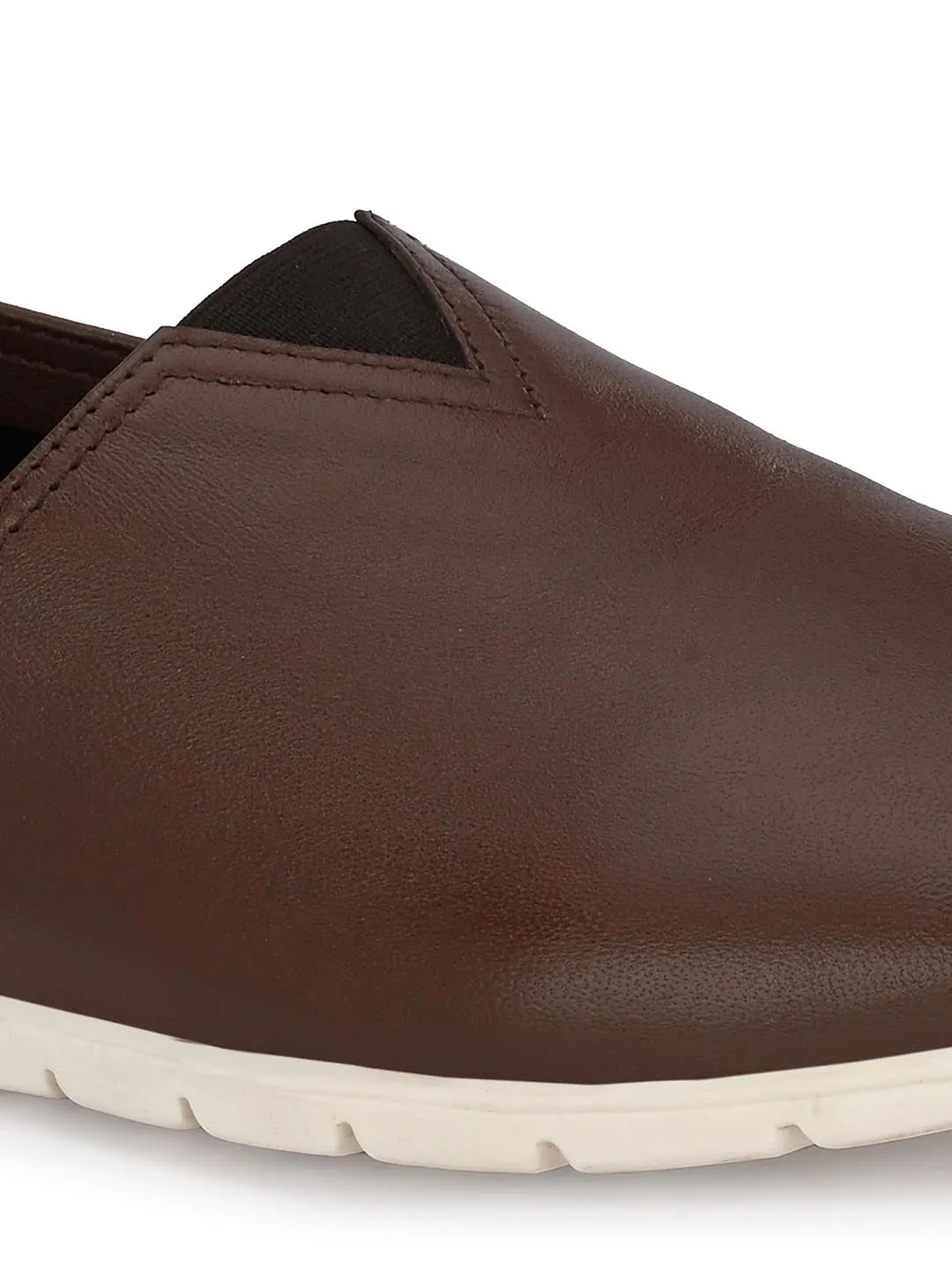Chaussures décontractées à enfiler en cuir marron pour hommes Hitz