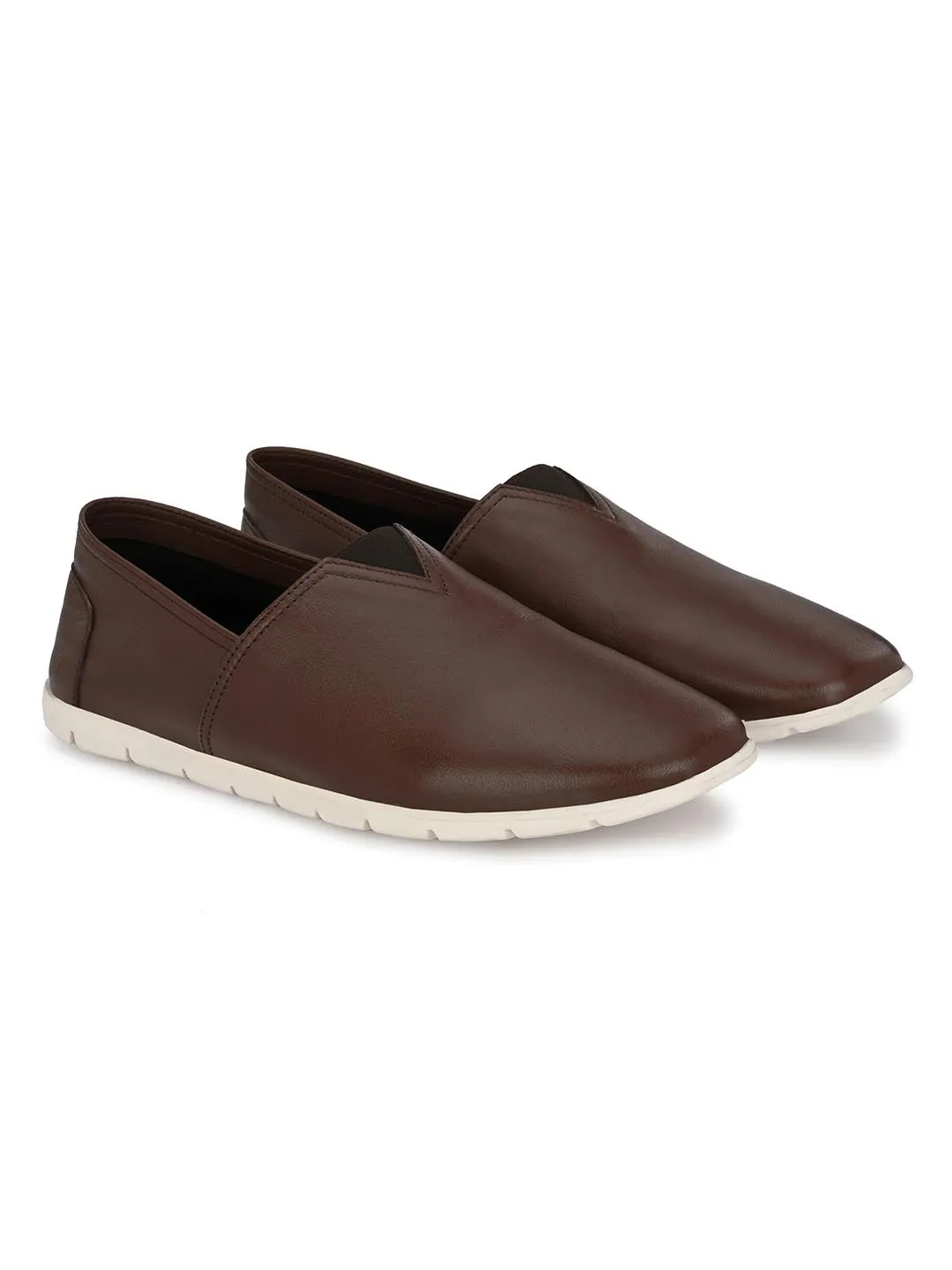 Chaussures décontractées à enfiler en cuir marron pour hommes Hitz