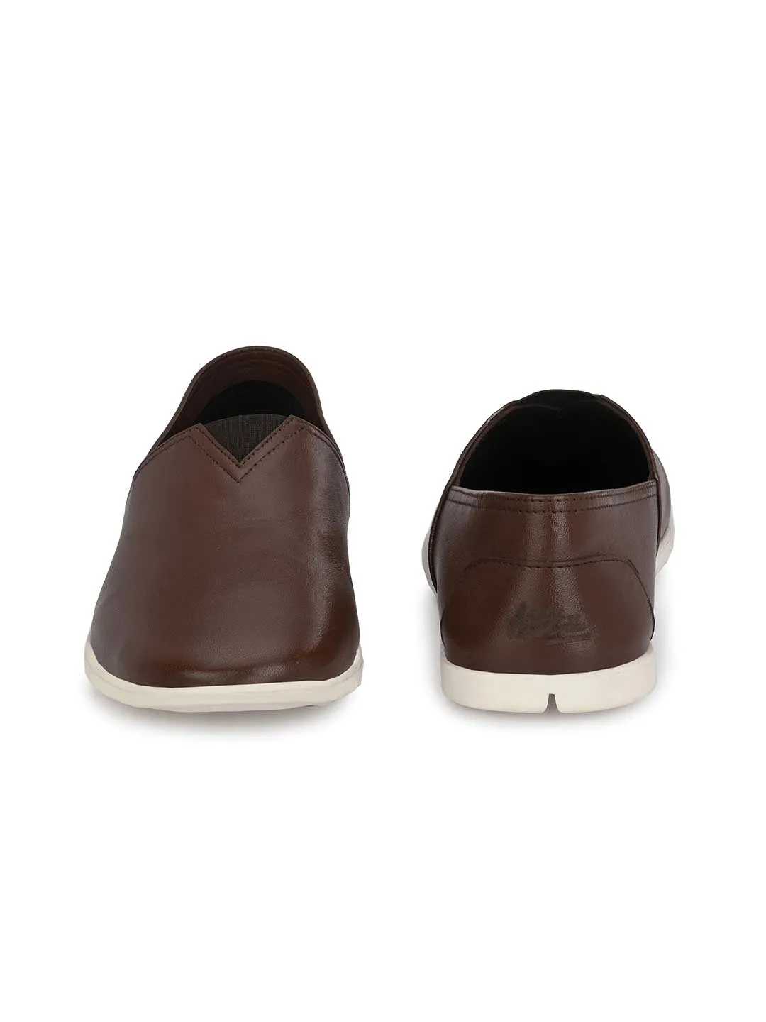 Chaussures décontractées à enfiler en cuir marron pour hommes Hitz