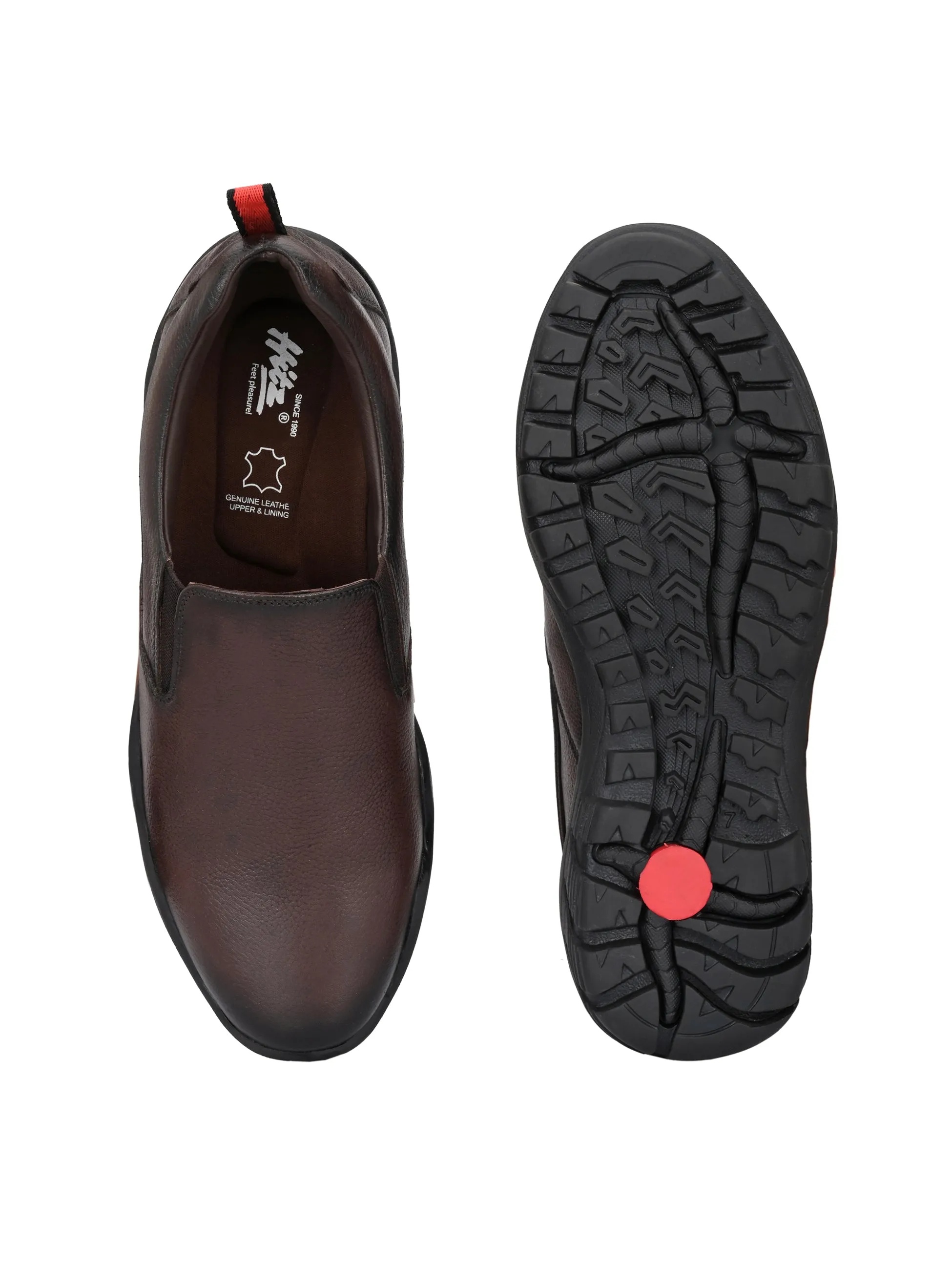 Chaussures formales à enfiler en cuir marron pour hommes Hitz