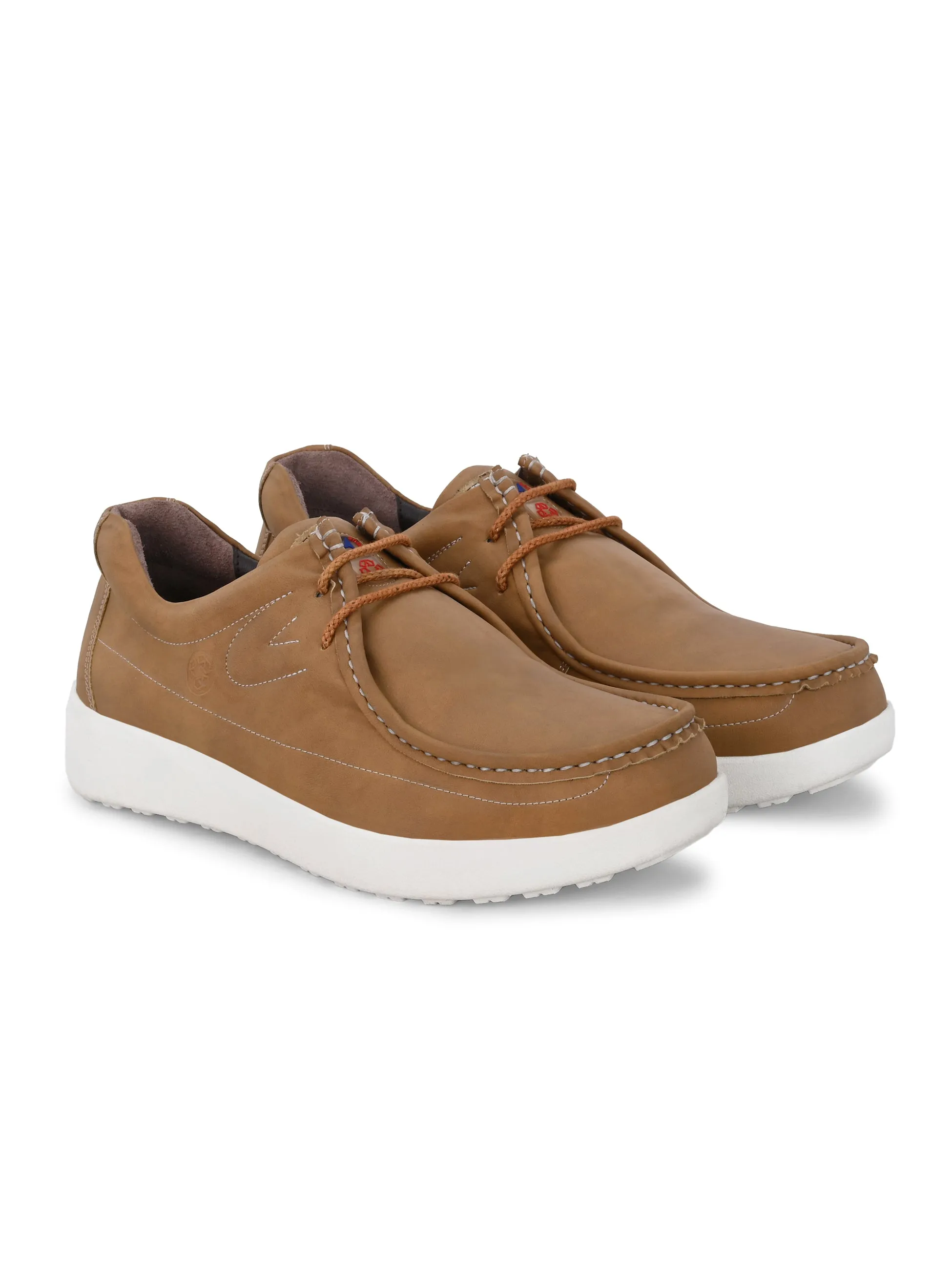 Chaussures décontractées à lacets en cuir brun pour hommes HITZ