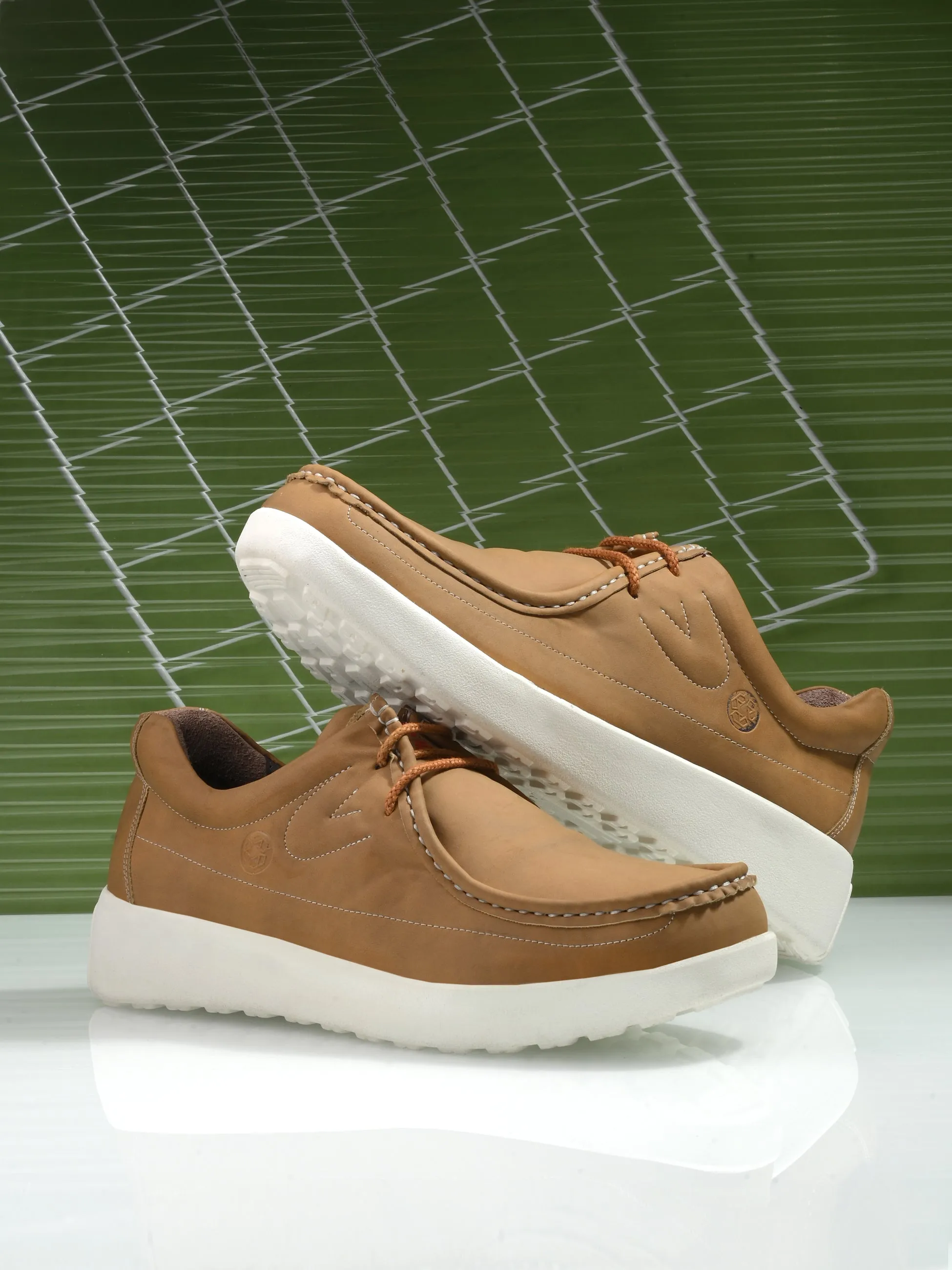 Chaussures décontractées à lacets en cuir brun pour hommes HITZ