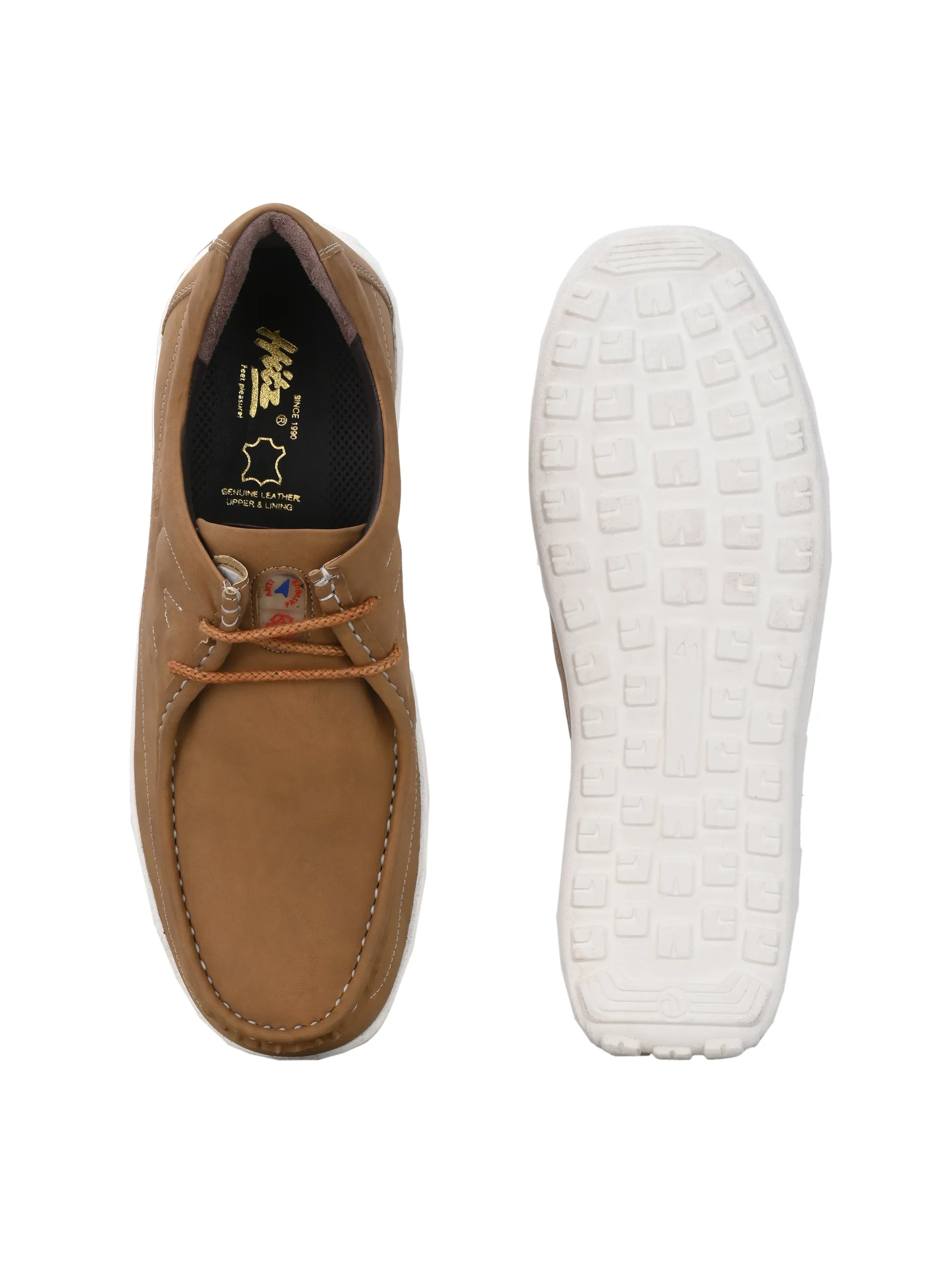 Chaussures décontractées à lacets en cuir brun pour hommes HITZ