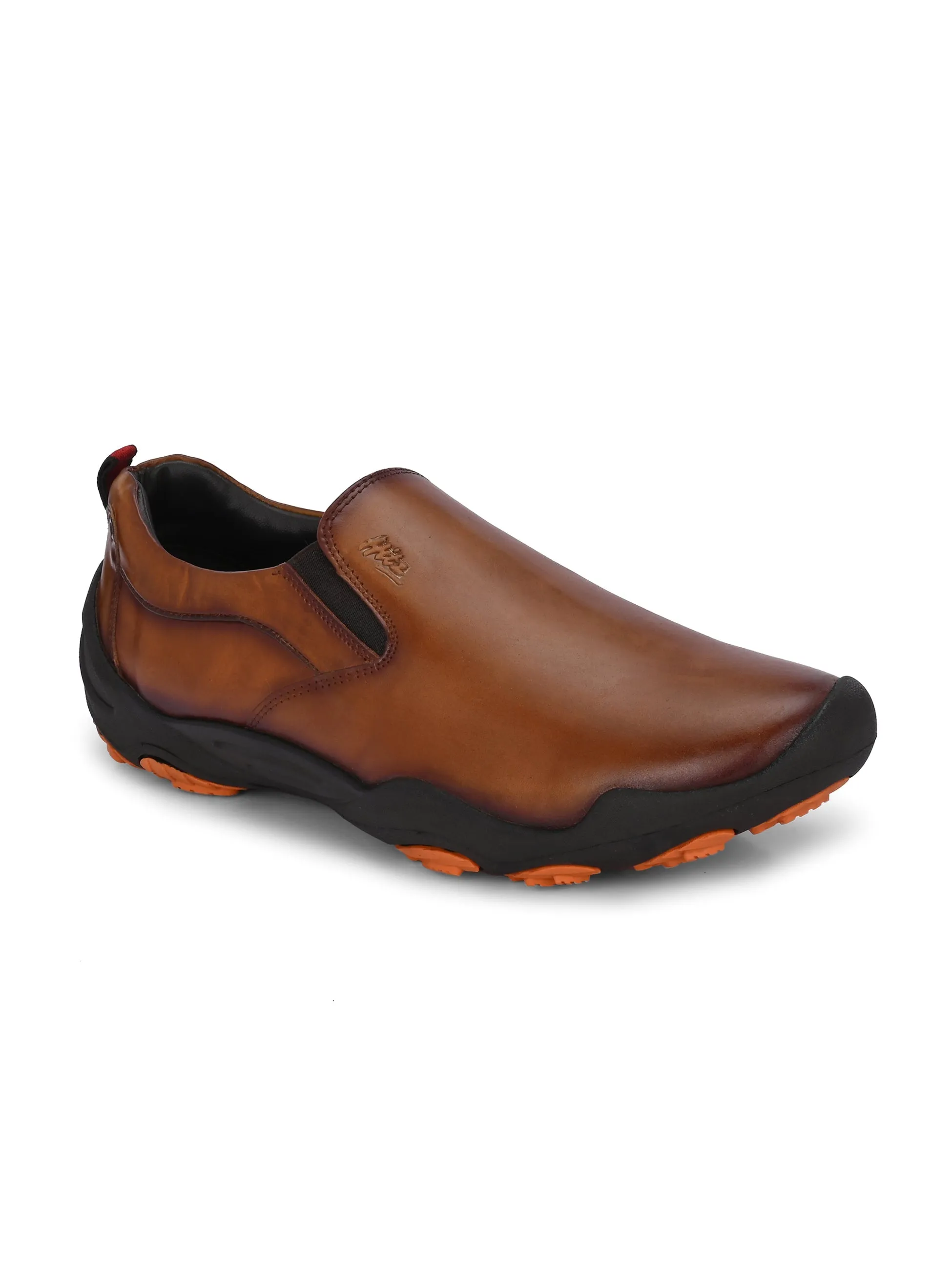 Chaussures décontractées à enfiler en cuir brun pour hommes Hitz