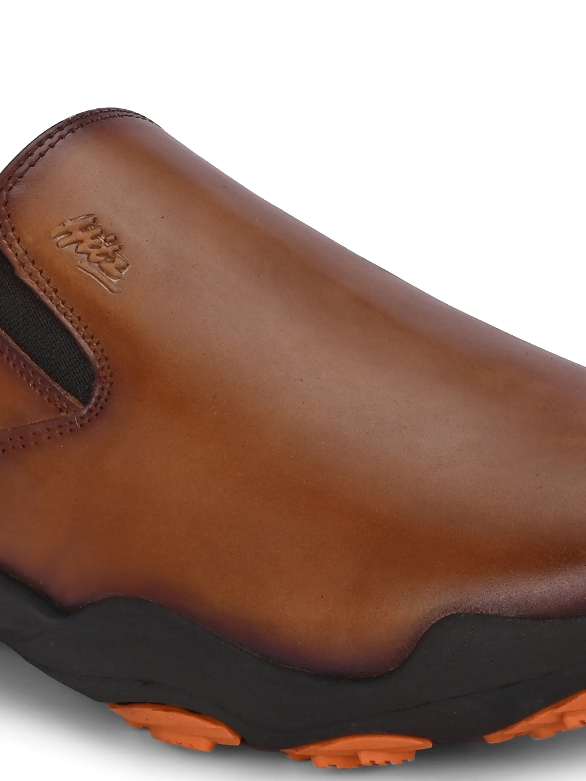 Chaussures décontractées à enfiler en cuir brun pour hommes Hitz