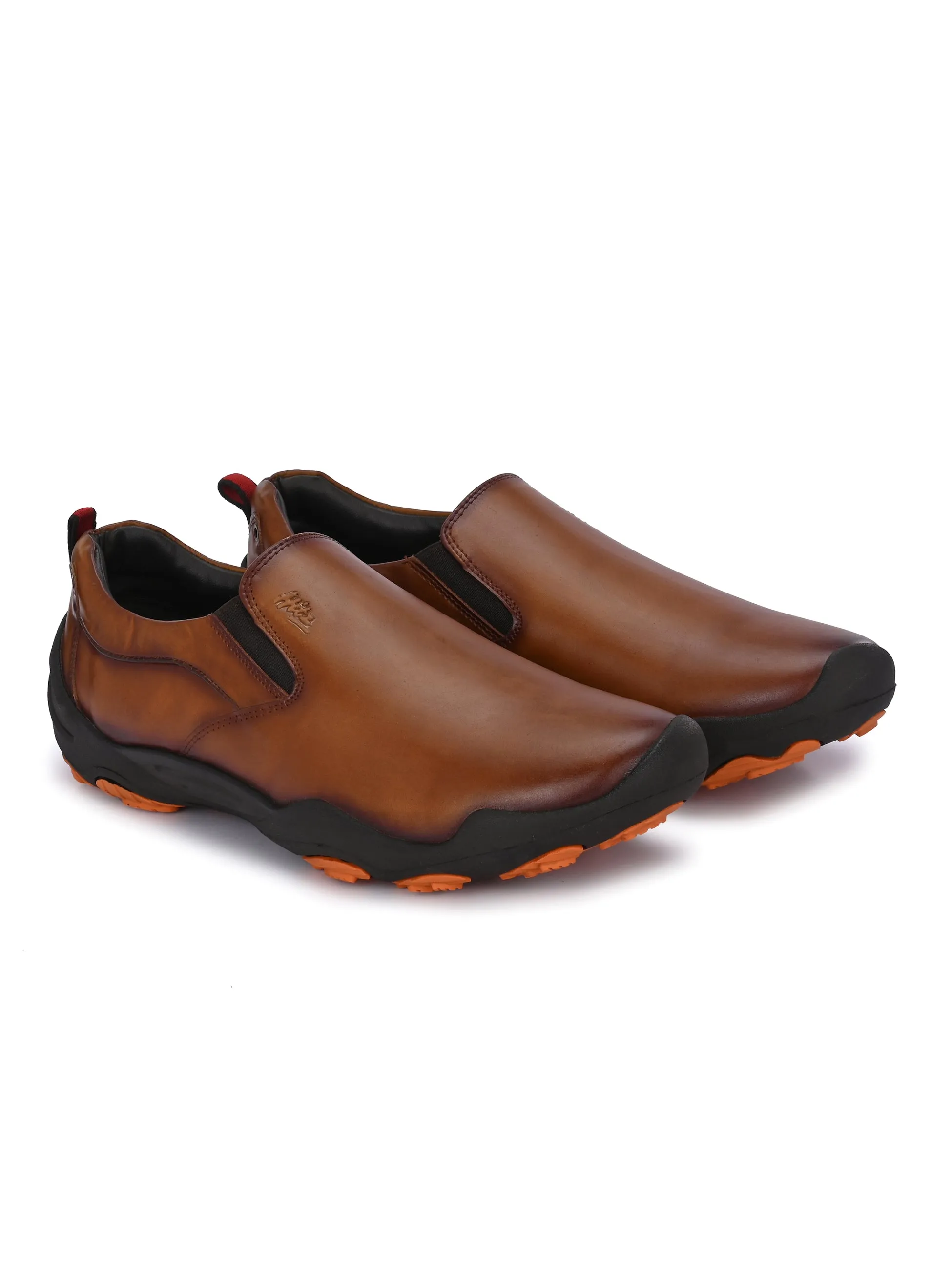 Chaussures décontractées à enfiler en cuir brun pour hommes Hitz