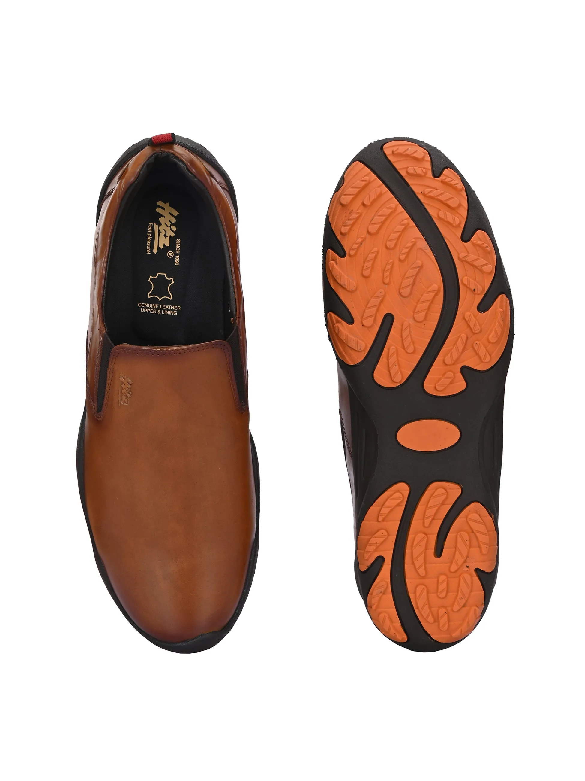 Chaussures décontractées à enfiler en cuir brun pour hommes Hitz
