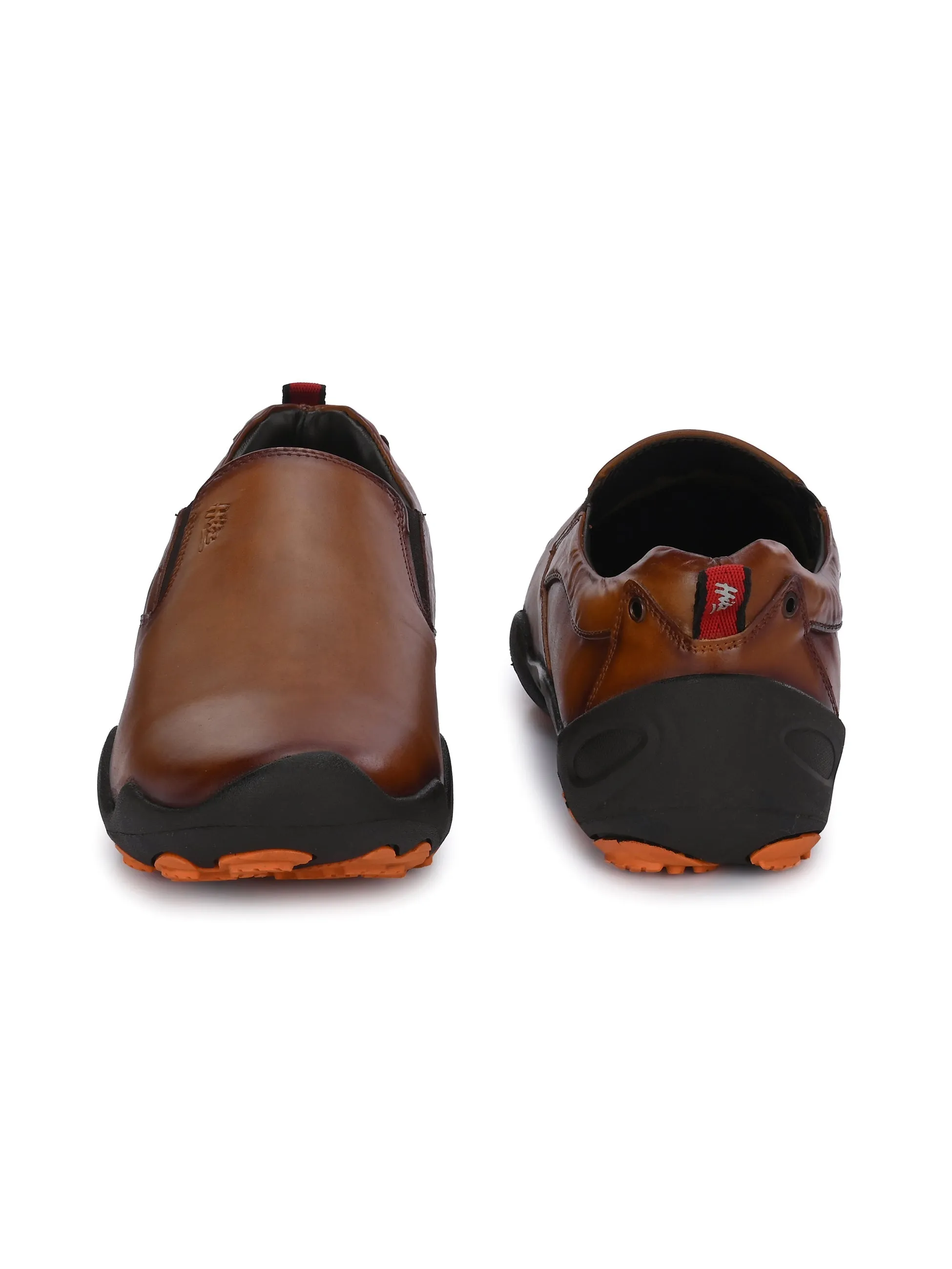 Chaussures décontractées à enfiler en cuir brun pour hommes Hitz