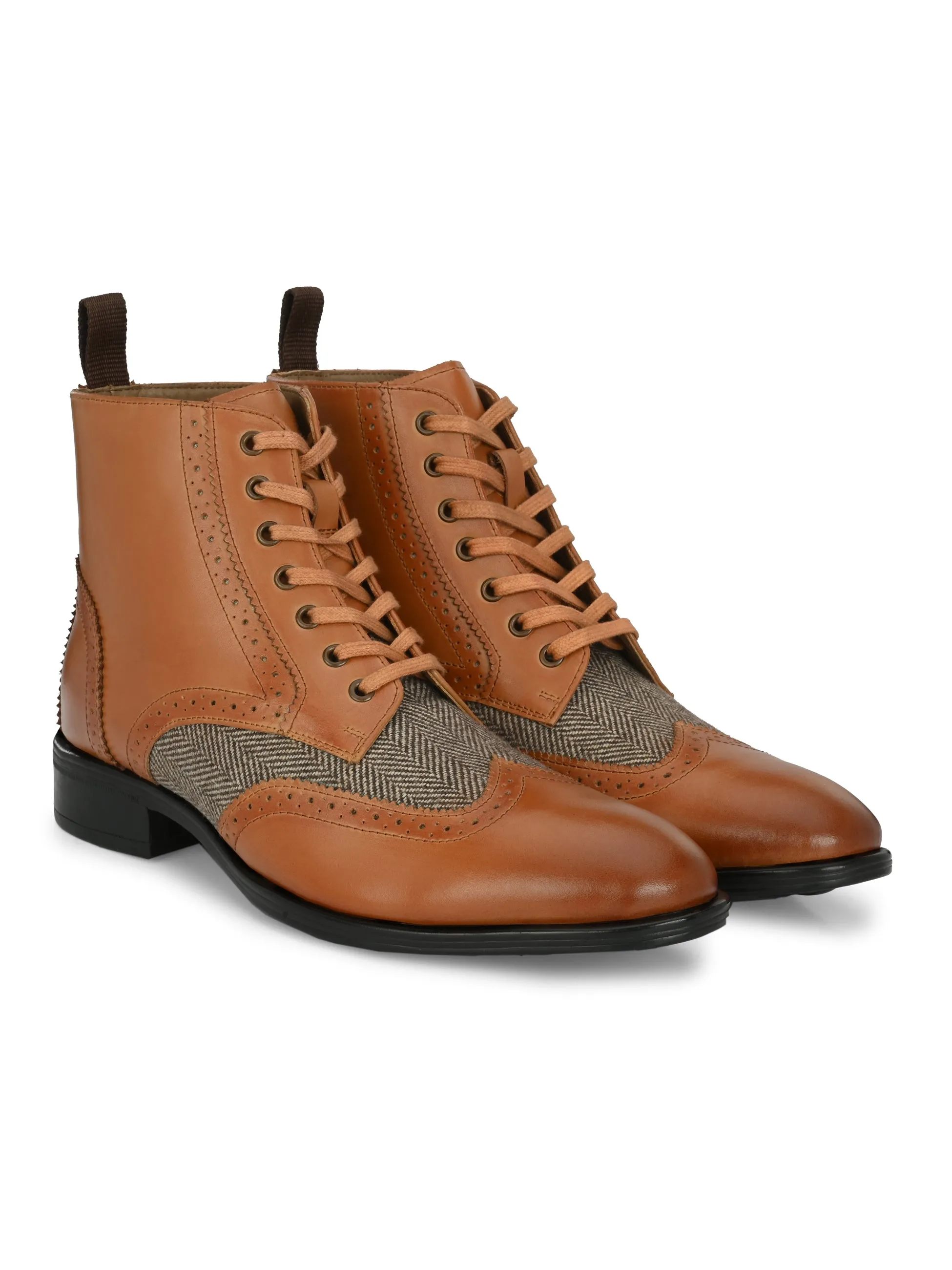 Bottes chelsea en cuir brun pour hommes Hitz à lacets