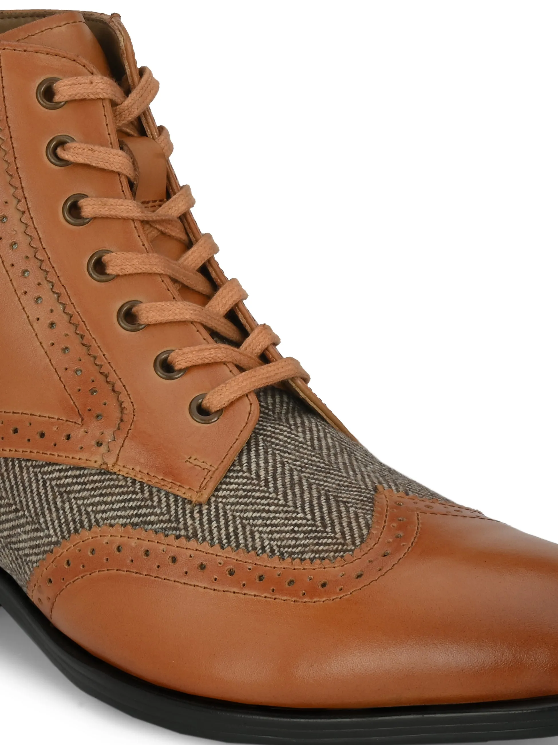 Bottes chelsea en cuir brun pour hommes Hitz à lacets