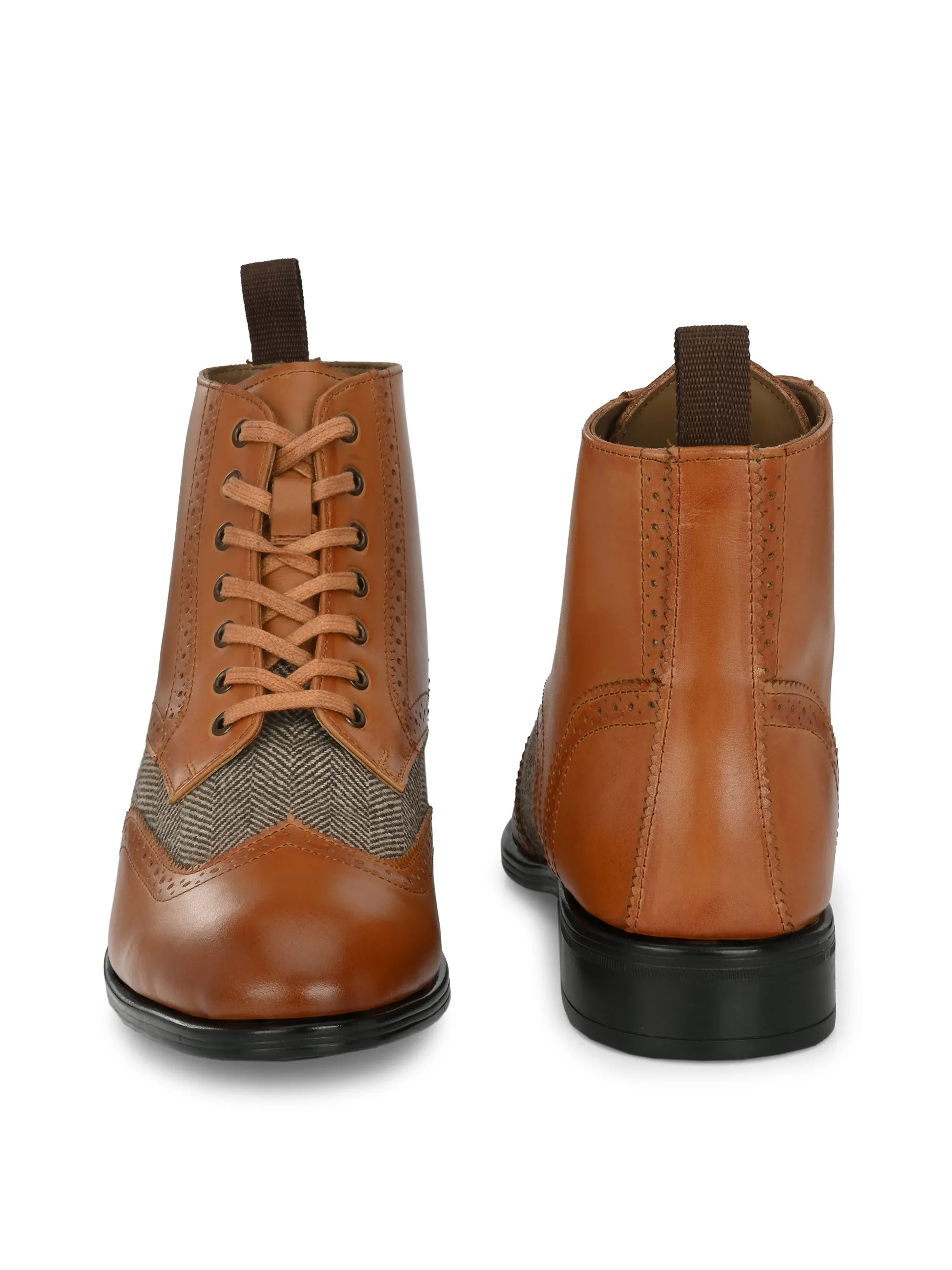 Bottes chelsea en cuir brun pour hommes Hitz à lacets