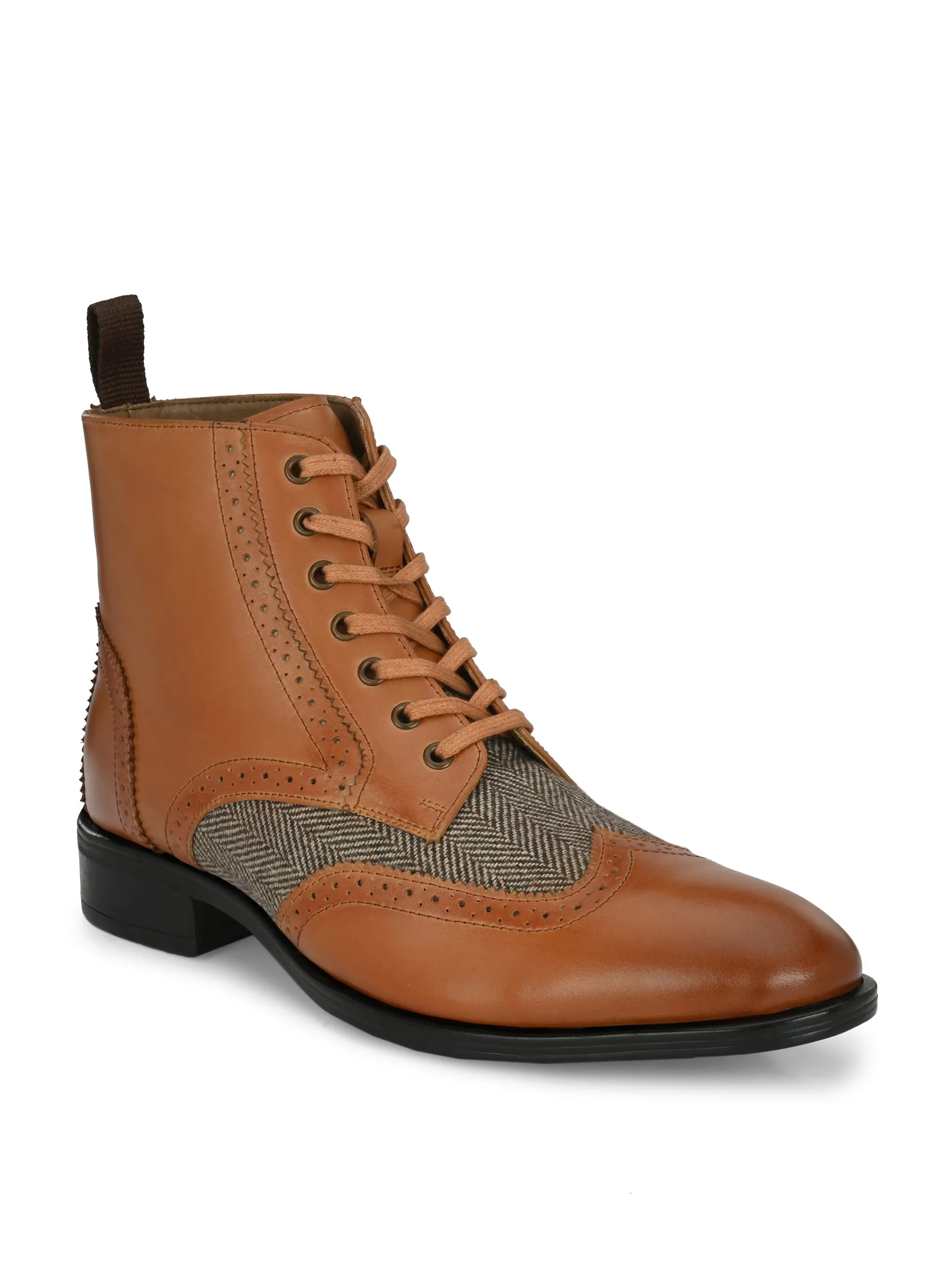 Bottes chelsea en cuir brun pour hommes Hitz à lacets