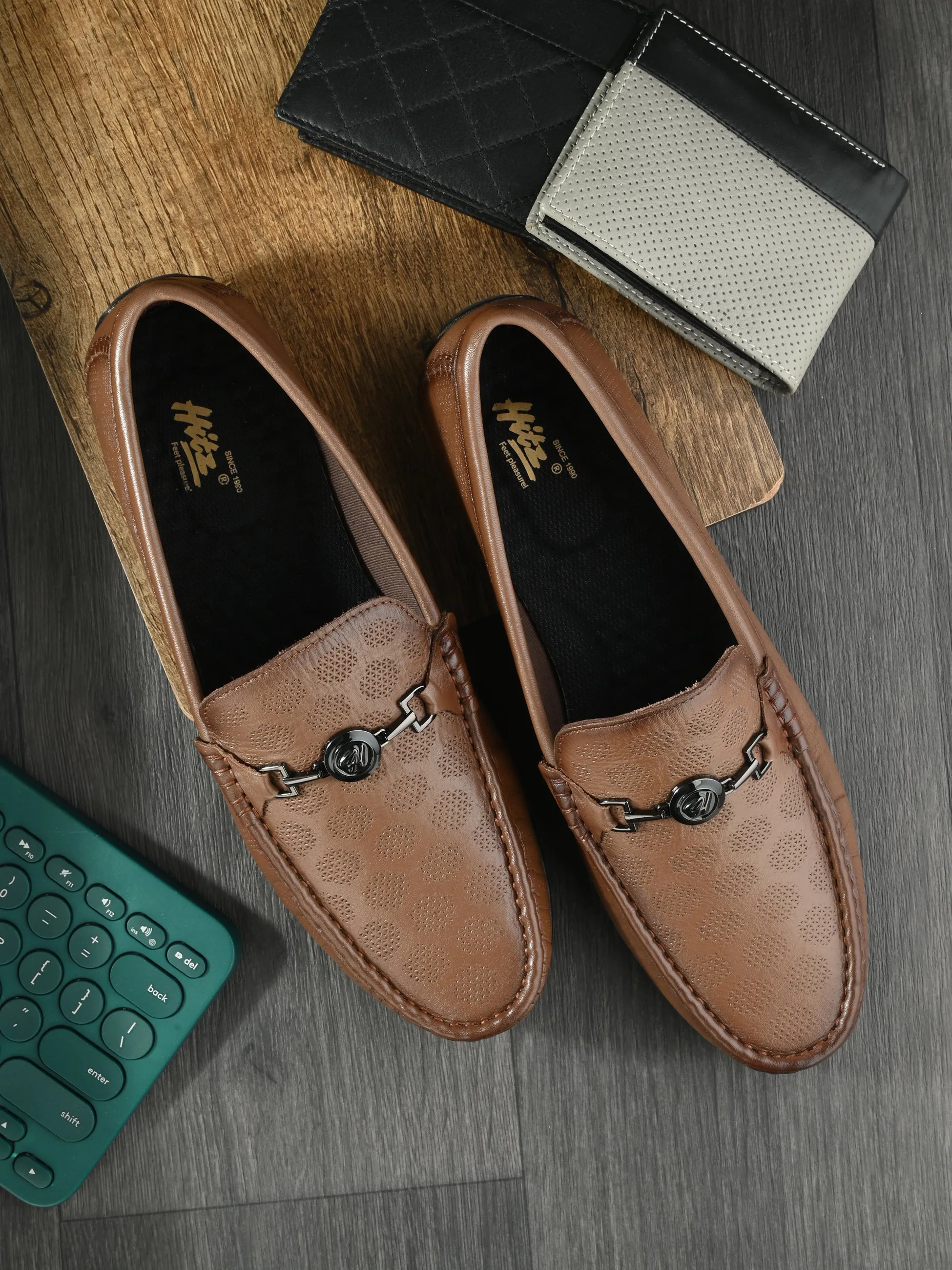 Mocassins décontractés à enfiler en cuir brun pour hommes Hitz