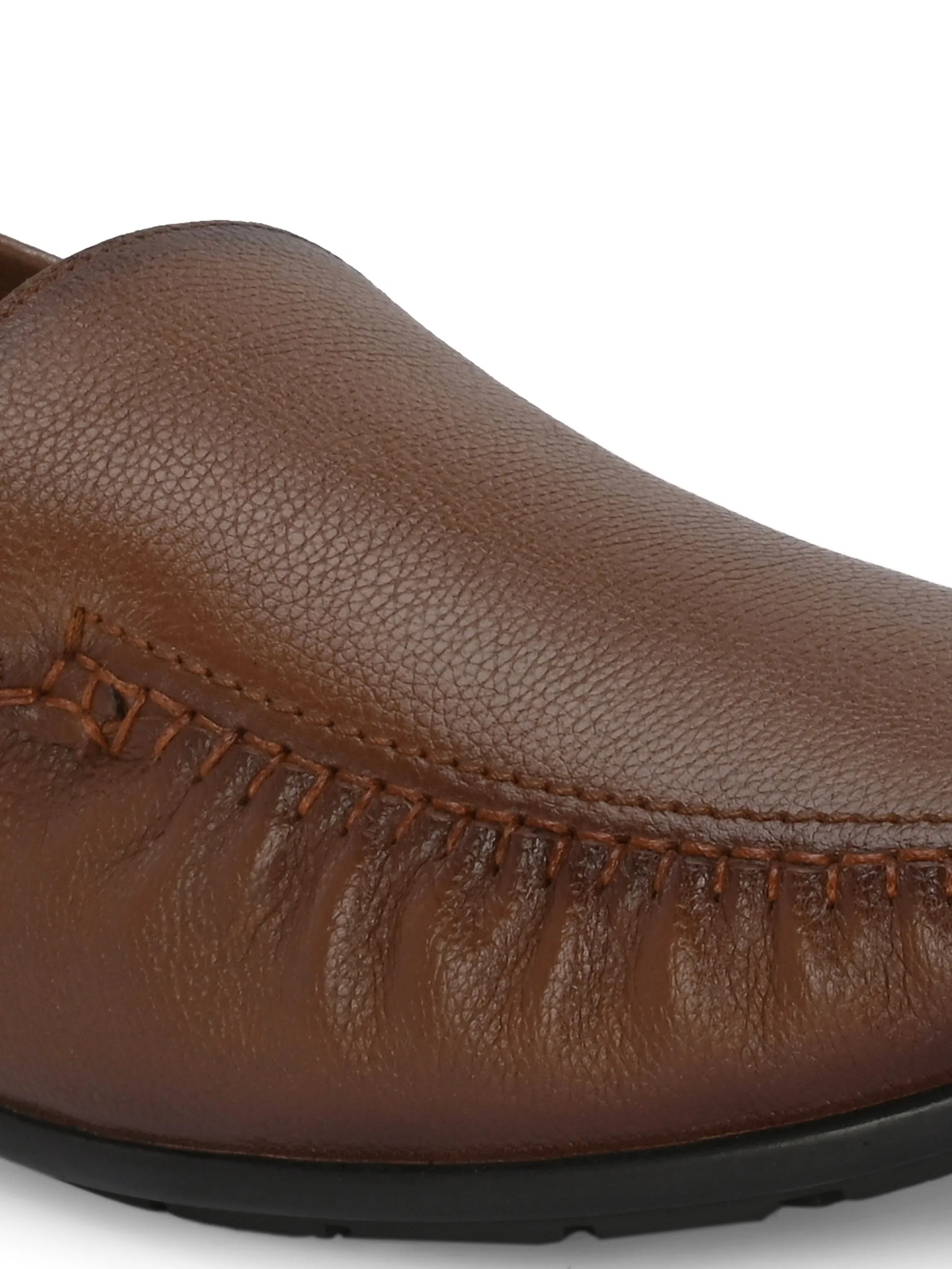 Chaussures Hitz Homme à Enfiler en Cuir Marron, Mocassins Confortables