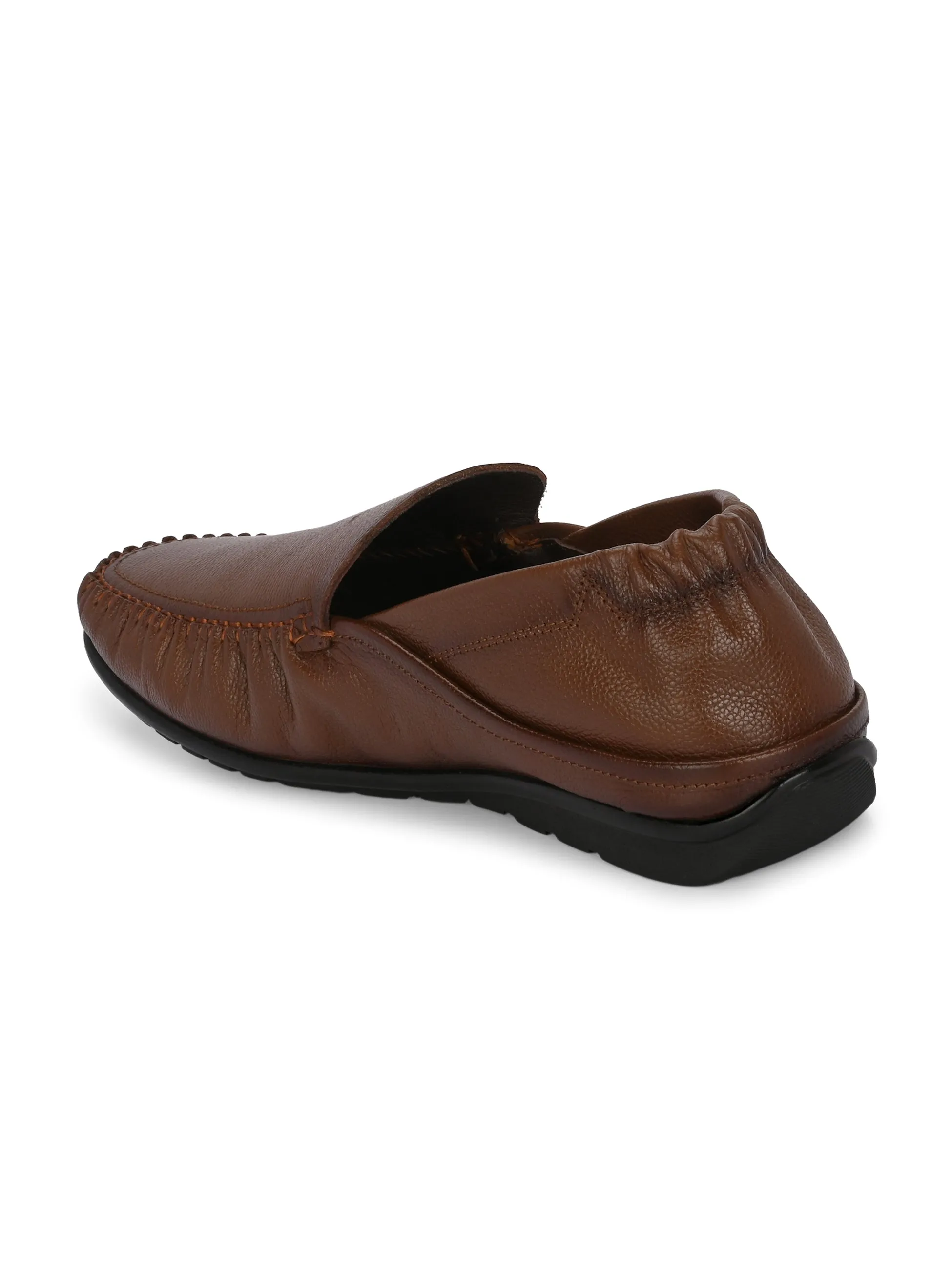 Chaussures Hitz Homme à Enfiler en Cuir Marron, Mocassins Confortables