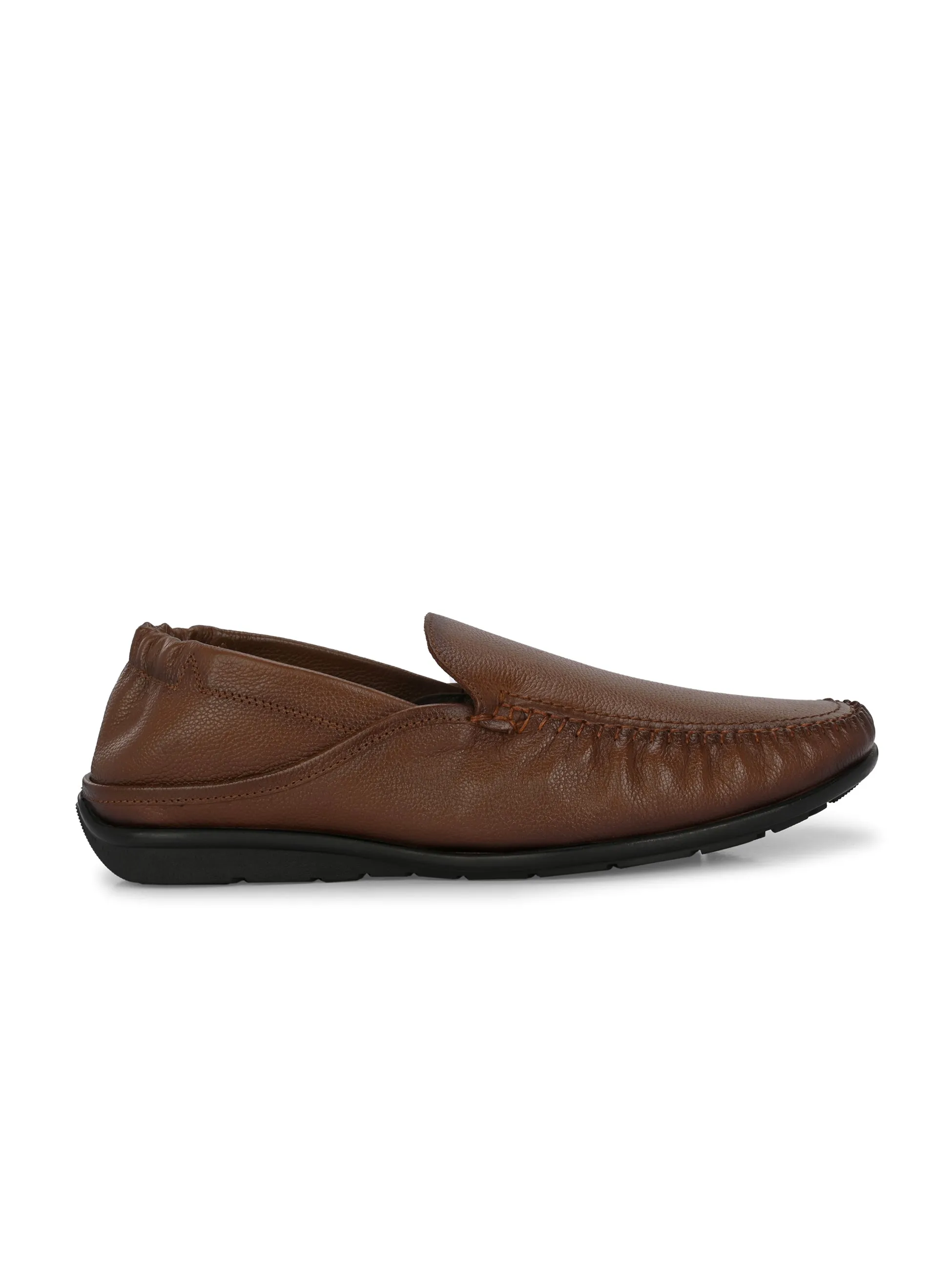 Chaussures Hitz Homme à Enfiler en Cuir Marron, Mocassins Confortables