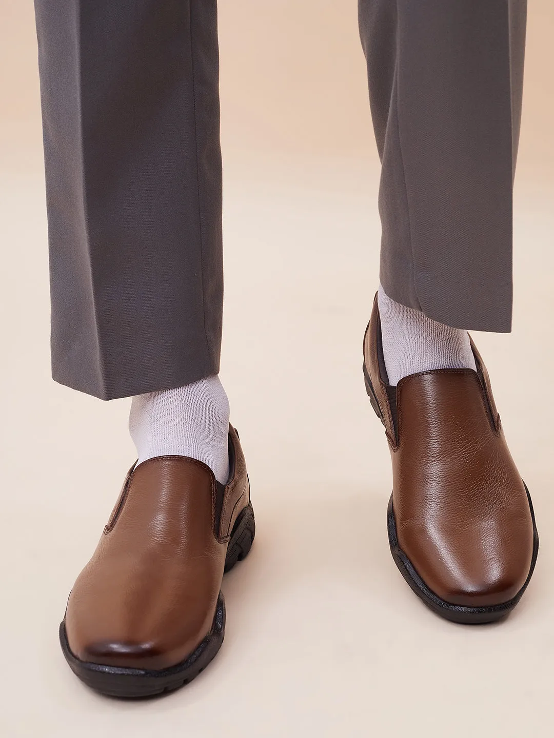 Chaussures formales à enfiler en cuir brun pour hommes Hitz