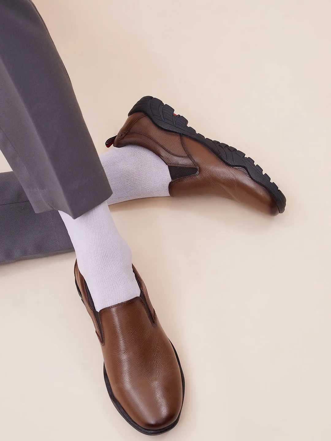 Chaussures formales à enfiler en cuir brun pour hommes Hitz