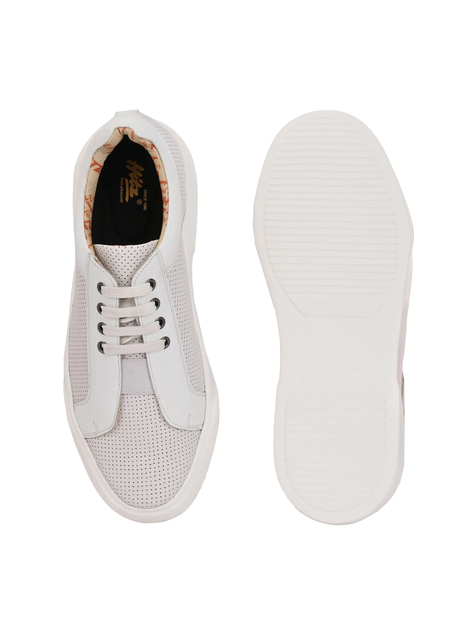 Baskets décontractées Hitz pour homme en cuir blanc à lacets
