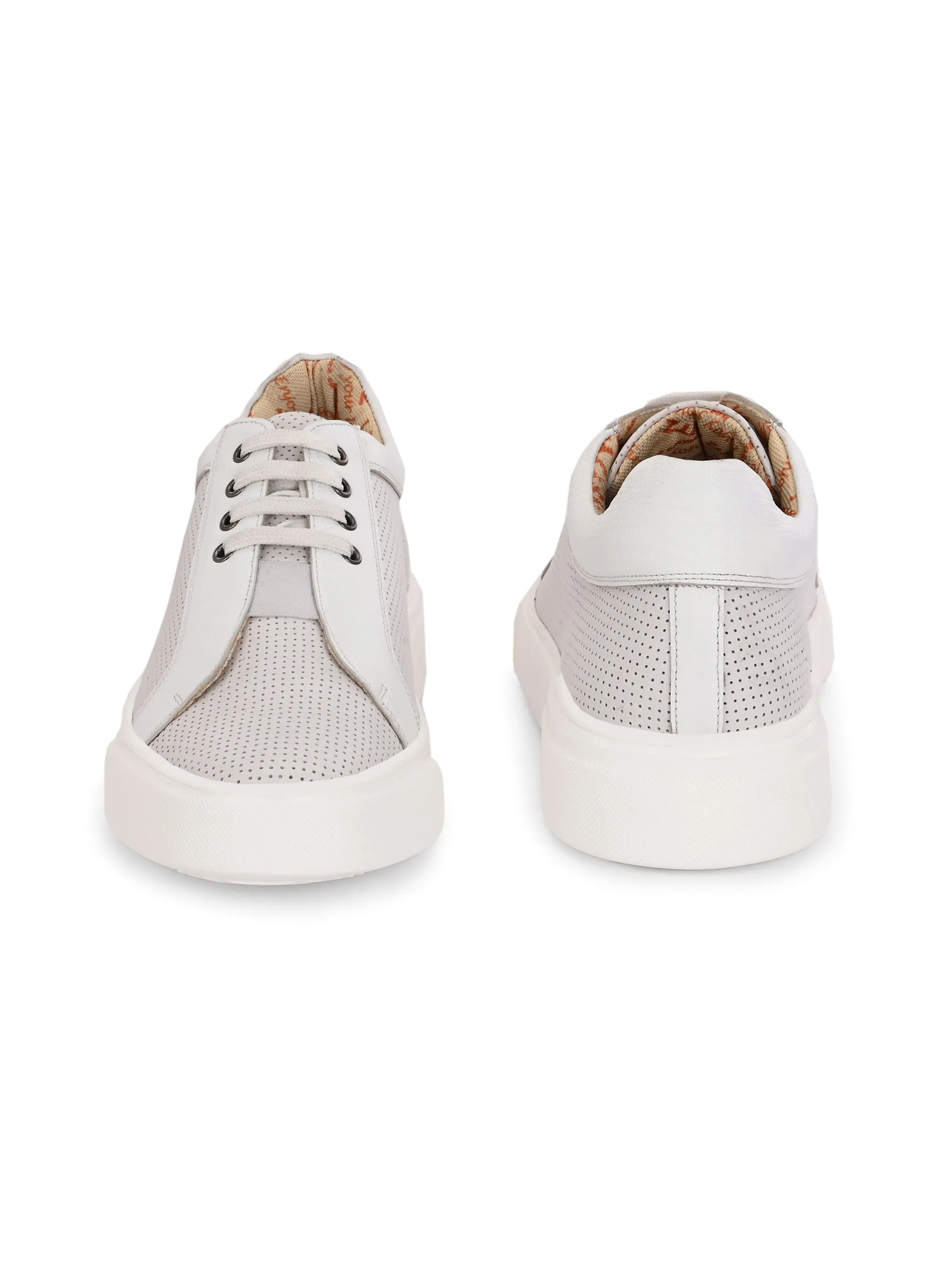 Baskets décontractées Hitz pour homme en cuir blanc à lacets