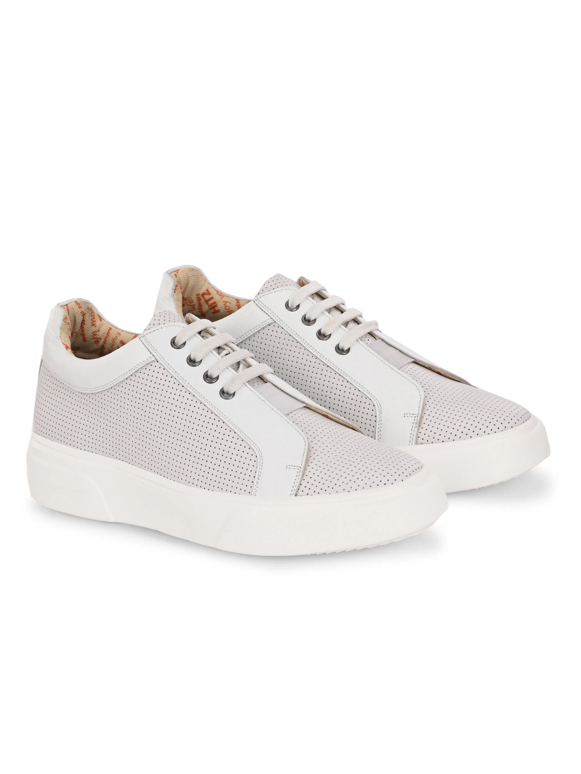 Baskets décontractées Hitz pour homme en cuir blanc à lacets