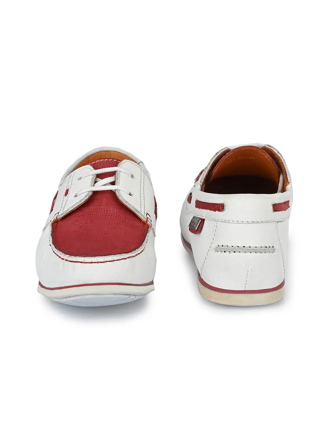 Chaussures bateau en cuir blanc pour hommes Hitz à lacets